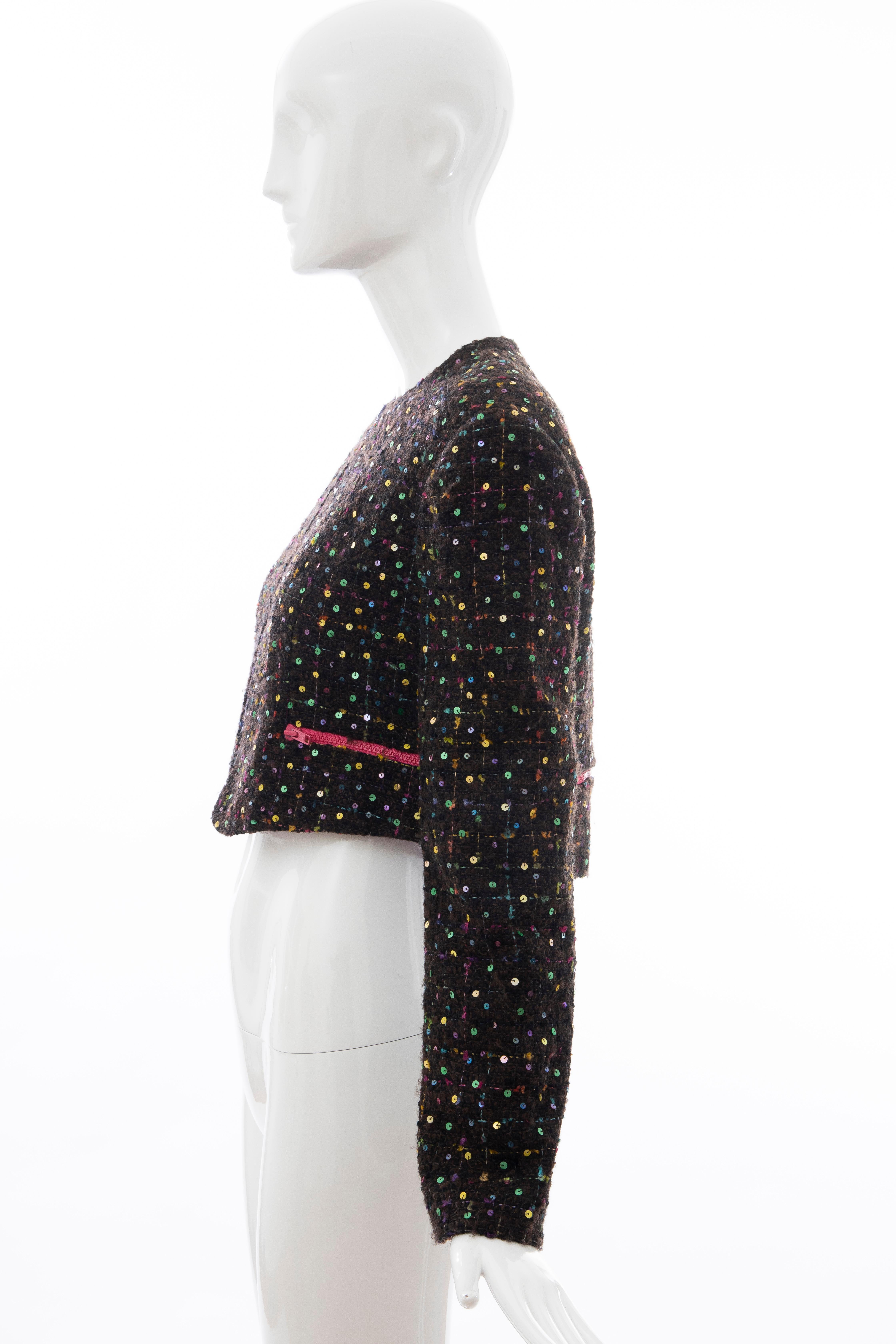 Geoffrey Beene Tweed Polychrome Sequined Bolero Jacket, Spring 1989 For Sale 7