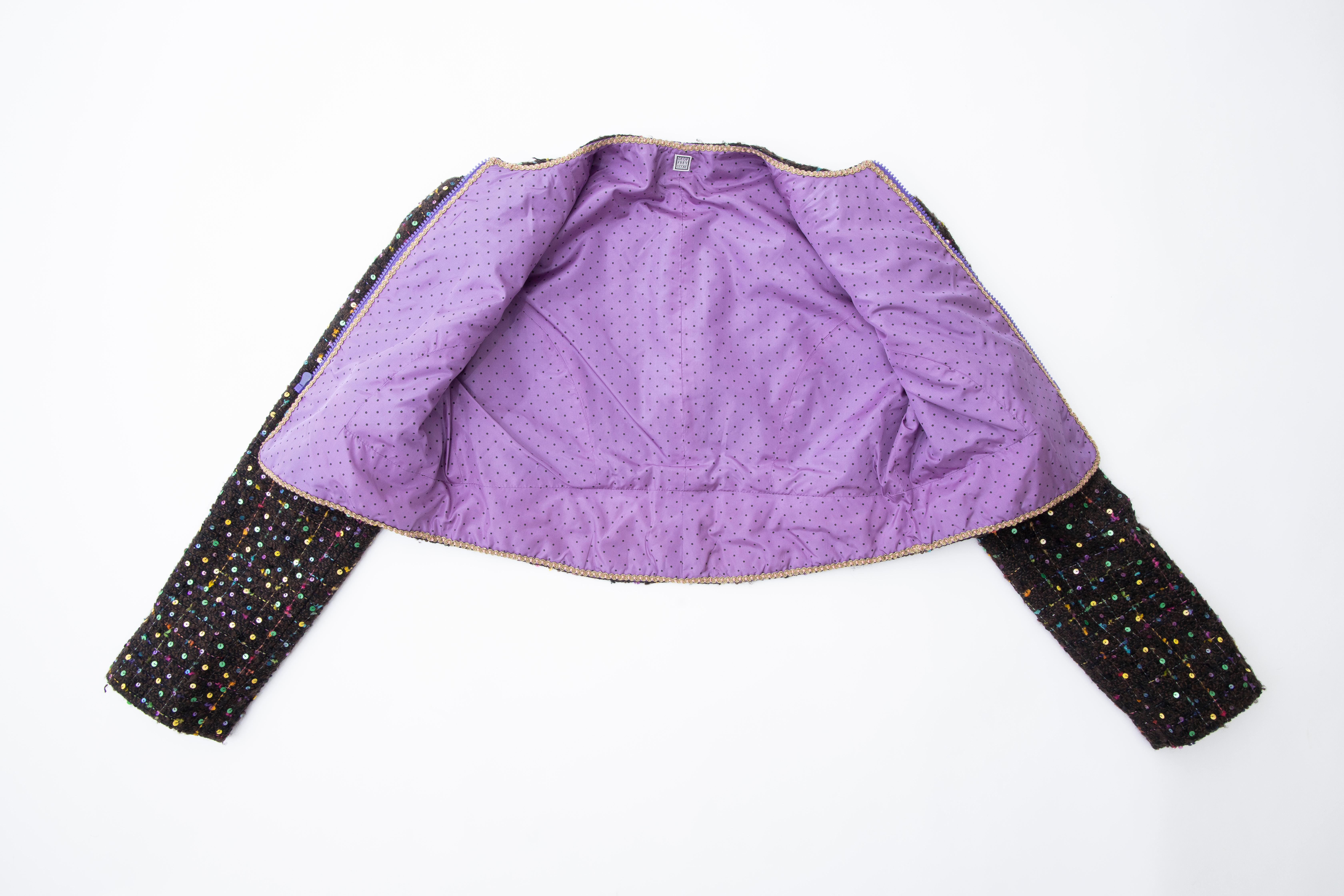 Geoffrey Beene Tweed Polychrome Sequined Bolero Jacket, Spring 1989 For Sale 11