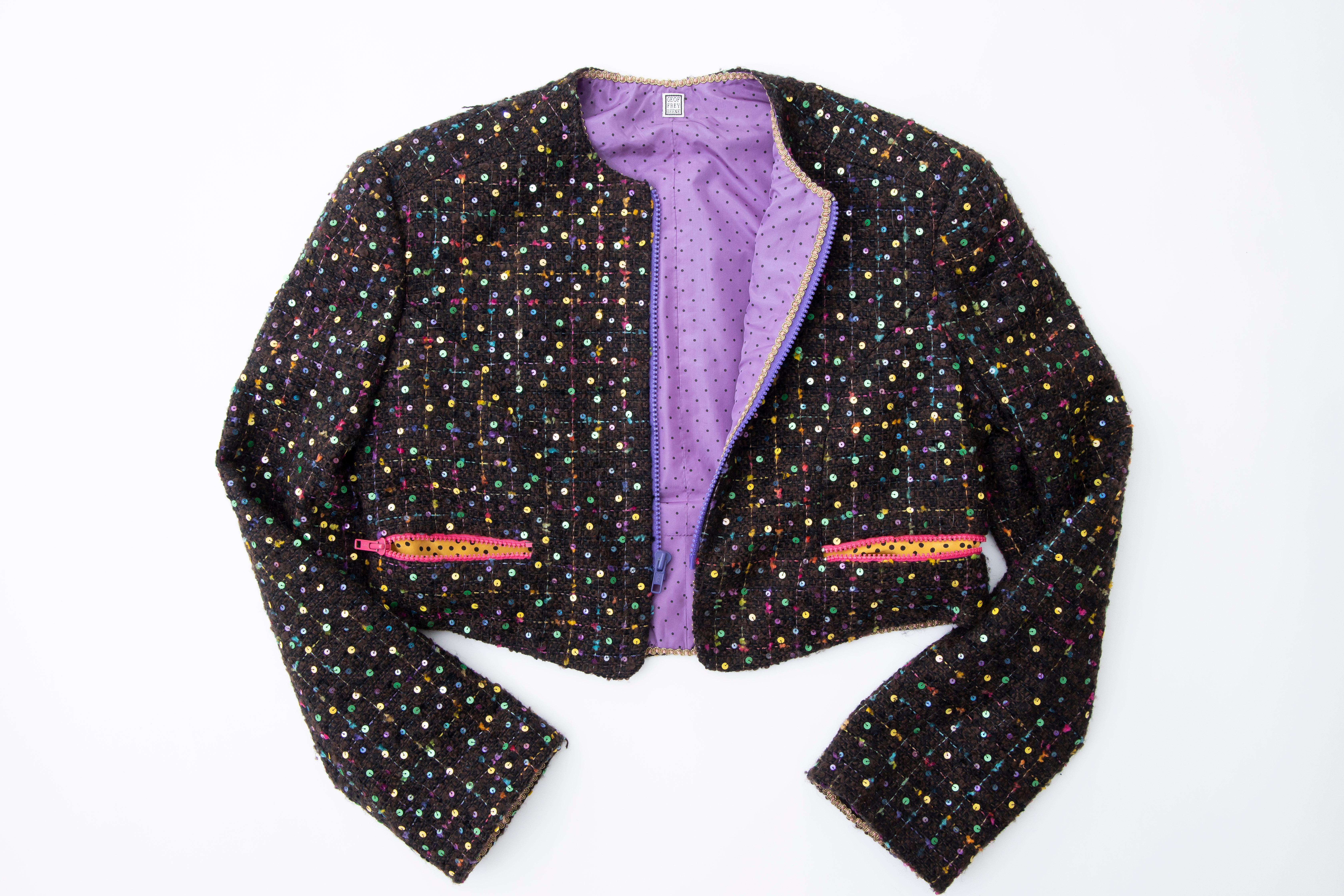 Geoffrey Beene Tweed Polychrome Sequined Bolero Jacket, Spring 1989 For Sale 13