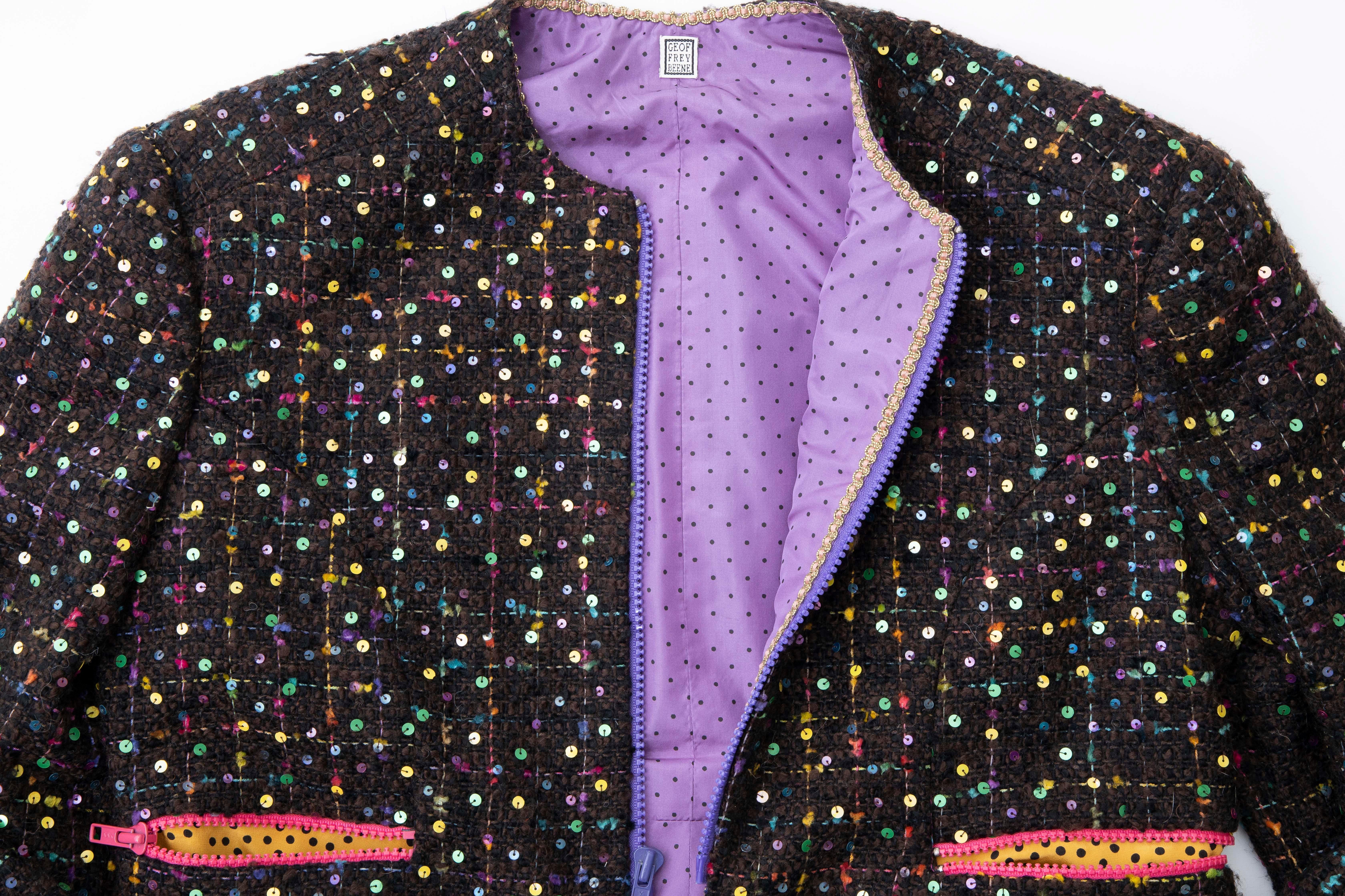 Geoffrey Beene Tweed Polychrome Sequined Bolero Jacket, Spring 1989 For Sale 14