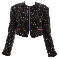 Vintage Geoffrey Beene Tweed Polychrome Sequined Bolero Jacket, Spring 1989