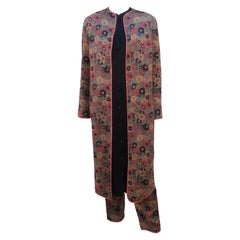 Geoffrey Beene Velvet & Floral Silk Pant Suit Ensemble