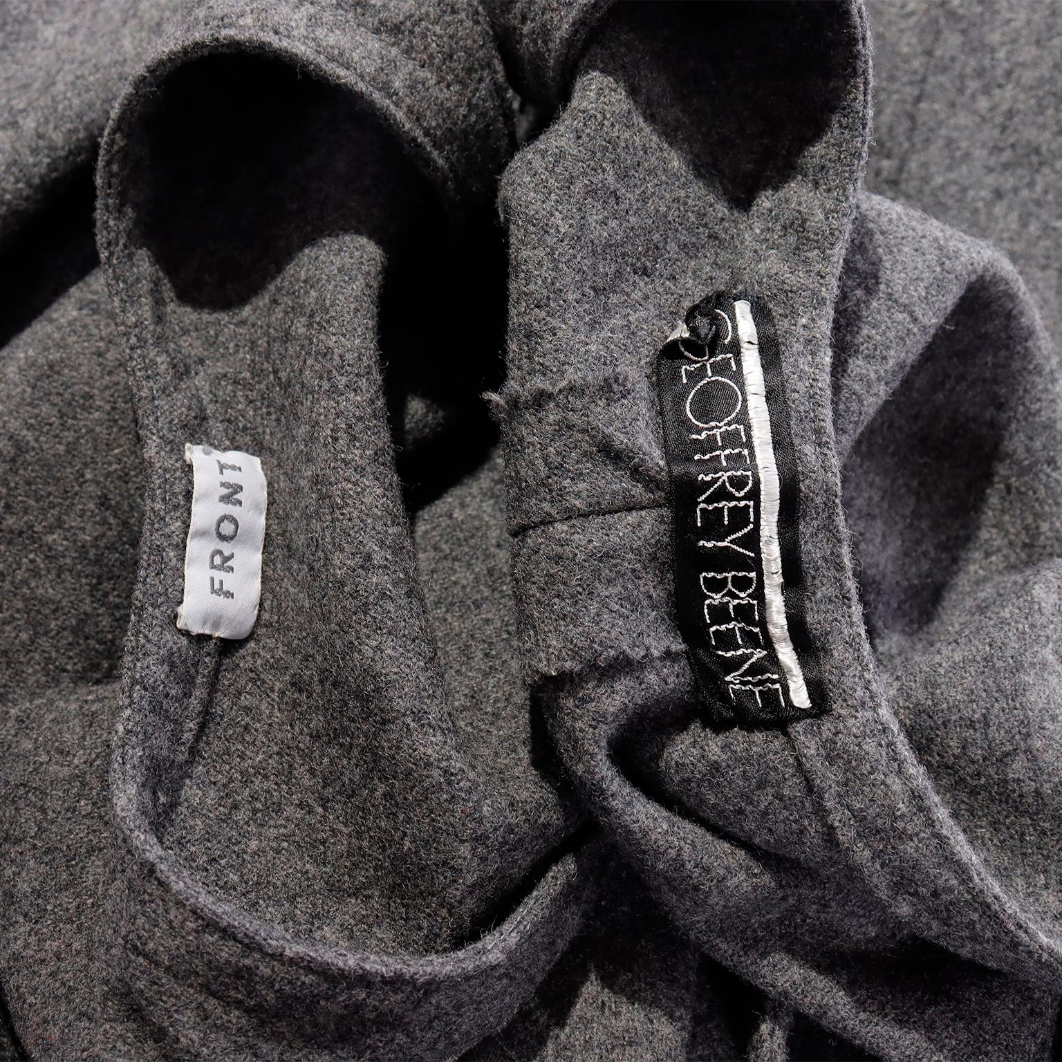 Geoffrey Beene Vintage Gray Wool Dress With Tassel Belt For Sale 8