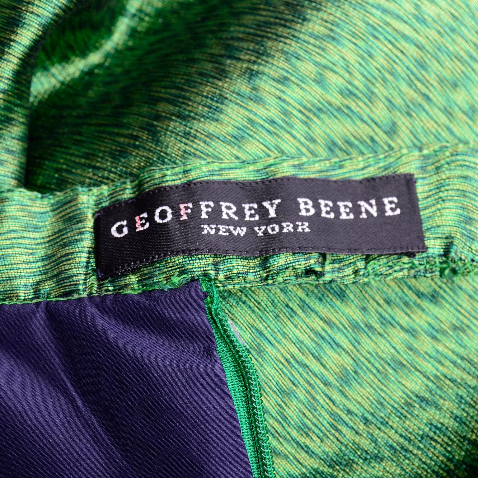 Geoffrey Beene Vintage Grünes & blaues Kleid mit silbernen Sternen und gesteppter Korsett-Taille im Angebot 7