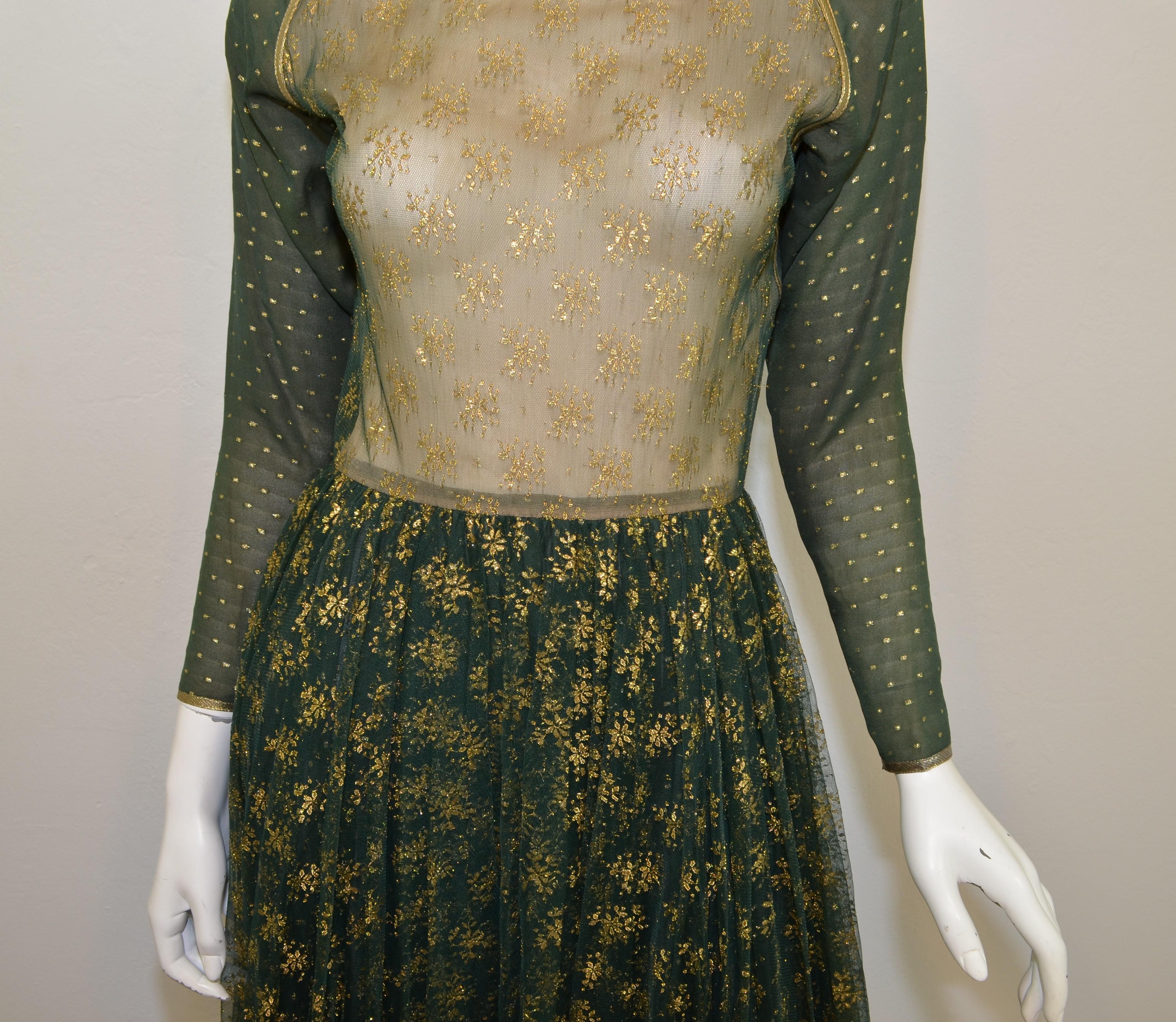 Black Geoffrey Beene Vintage Green, Gold Gown