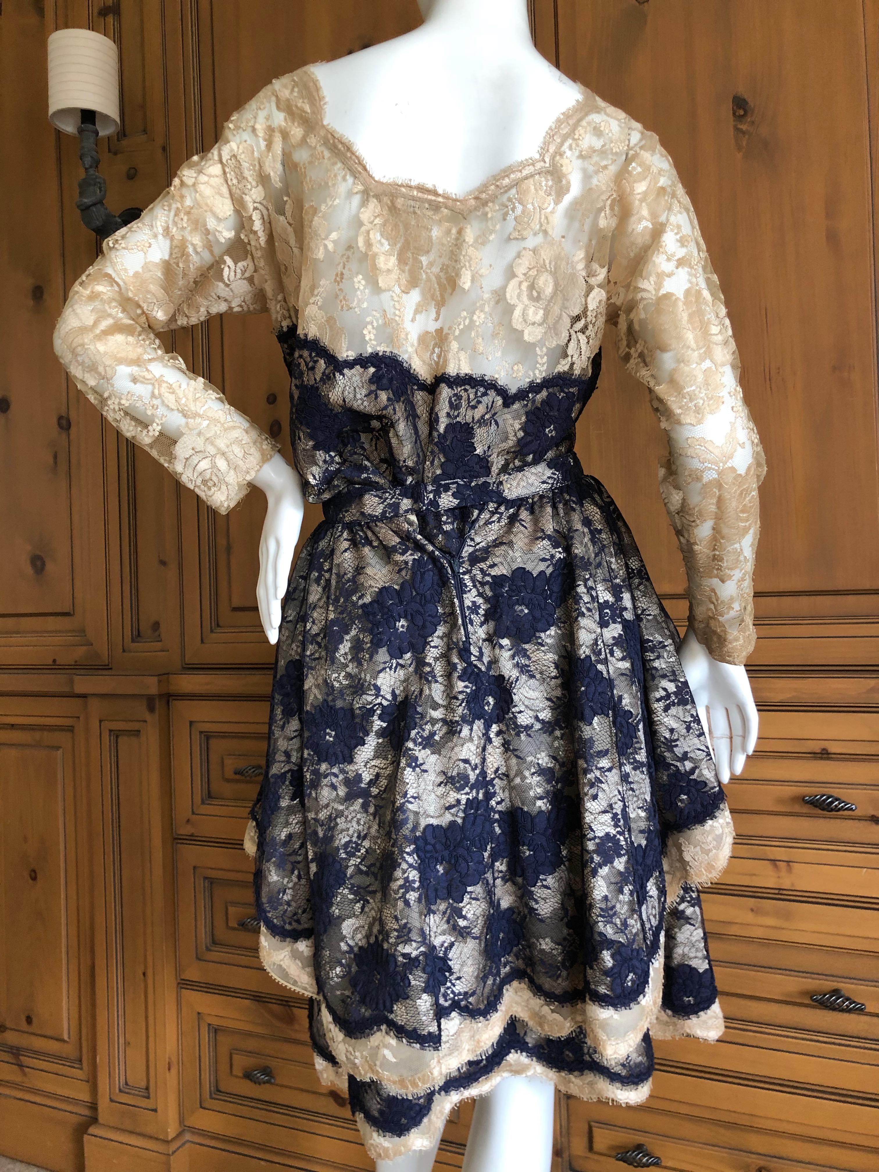 Geoffrey Beene Vintage Lace Two Piece Dress Set For Sale 5