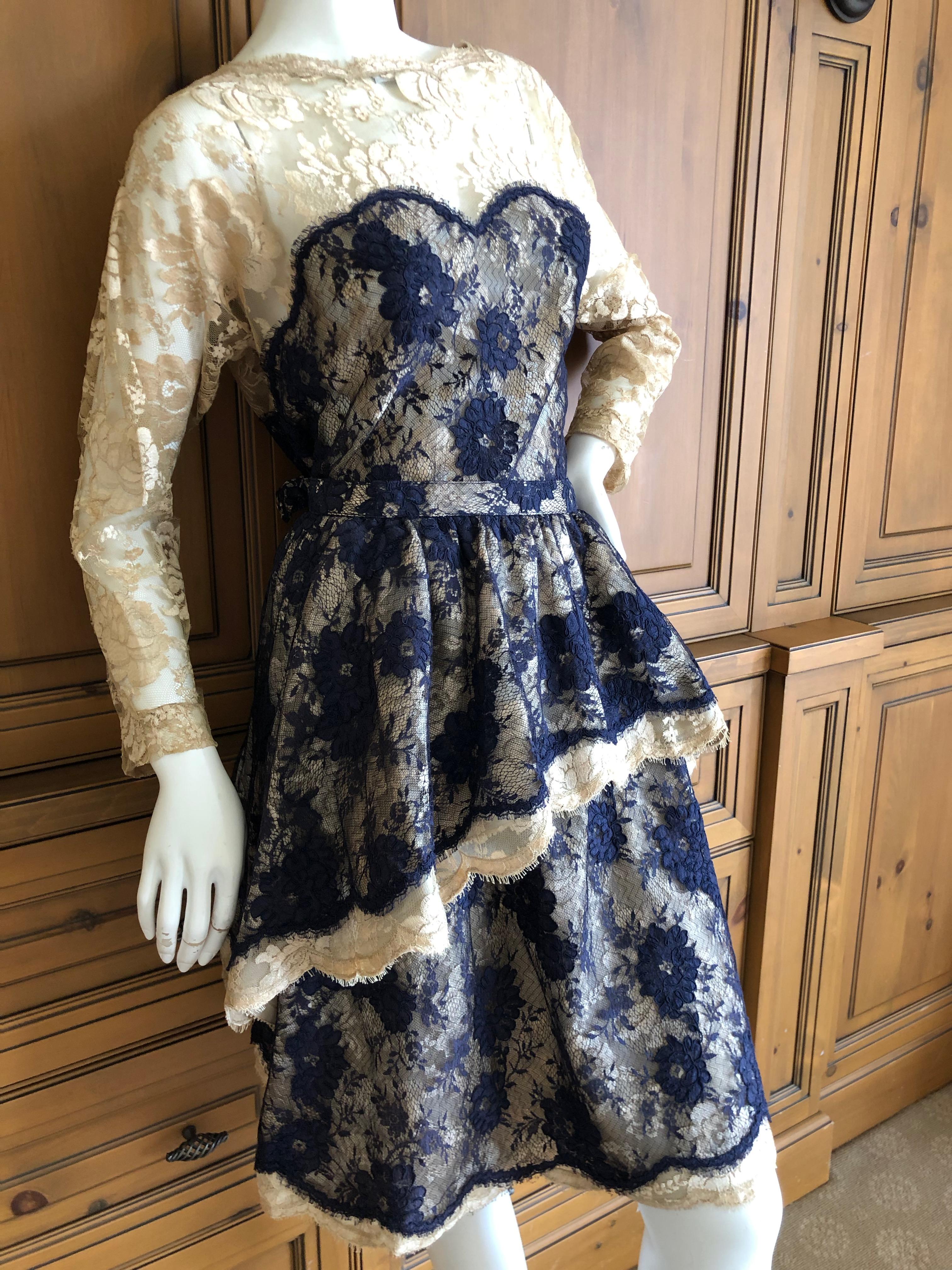 Geoffrey Beene Vintage Lace Two Piece Dress Set For Sale 2