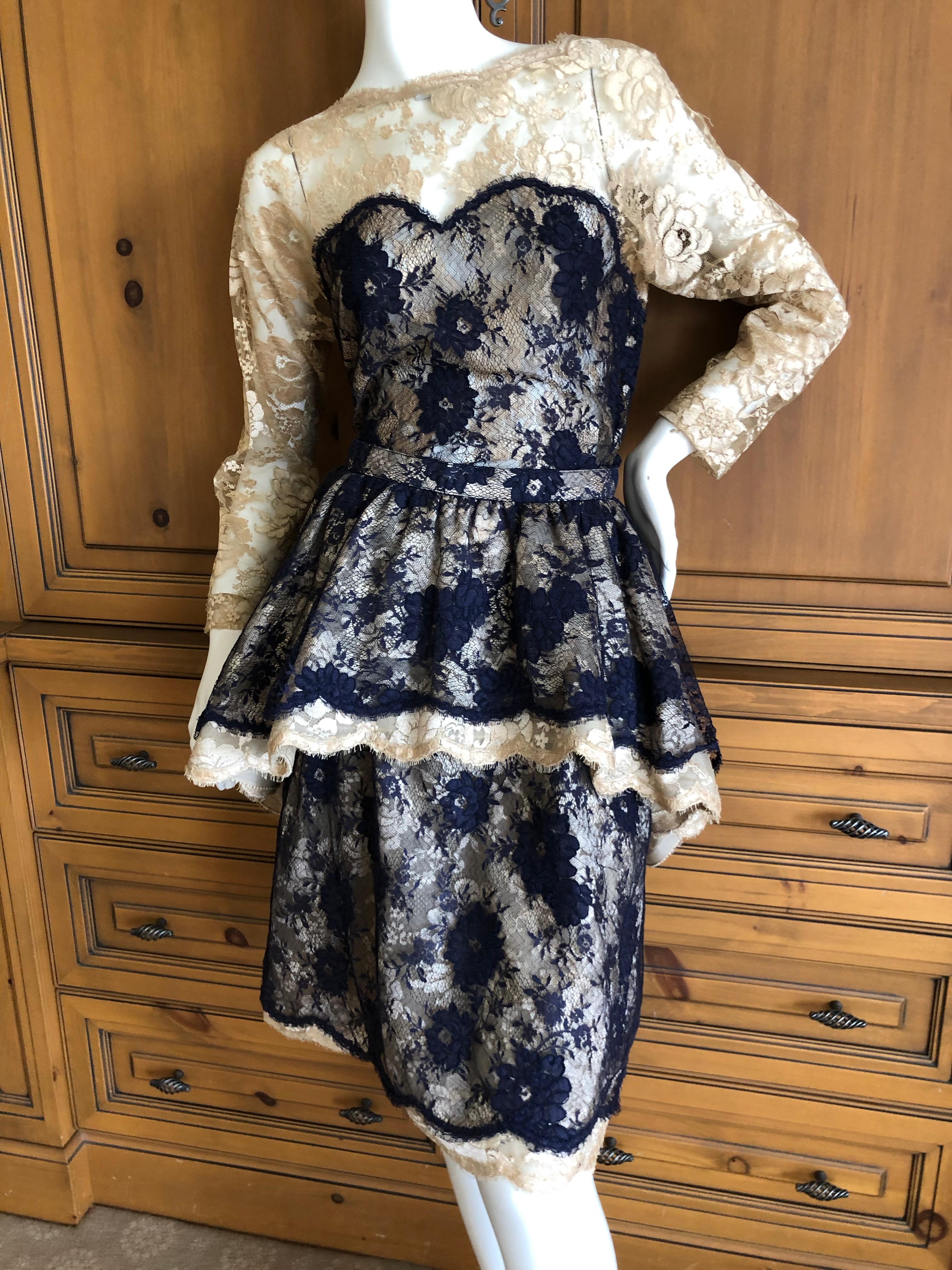 Geoffrey Beene Vintage Lace Two Piece Dress Set For Sale 3