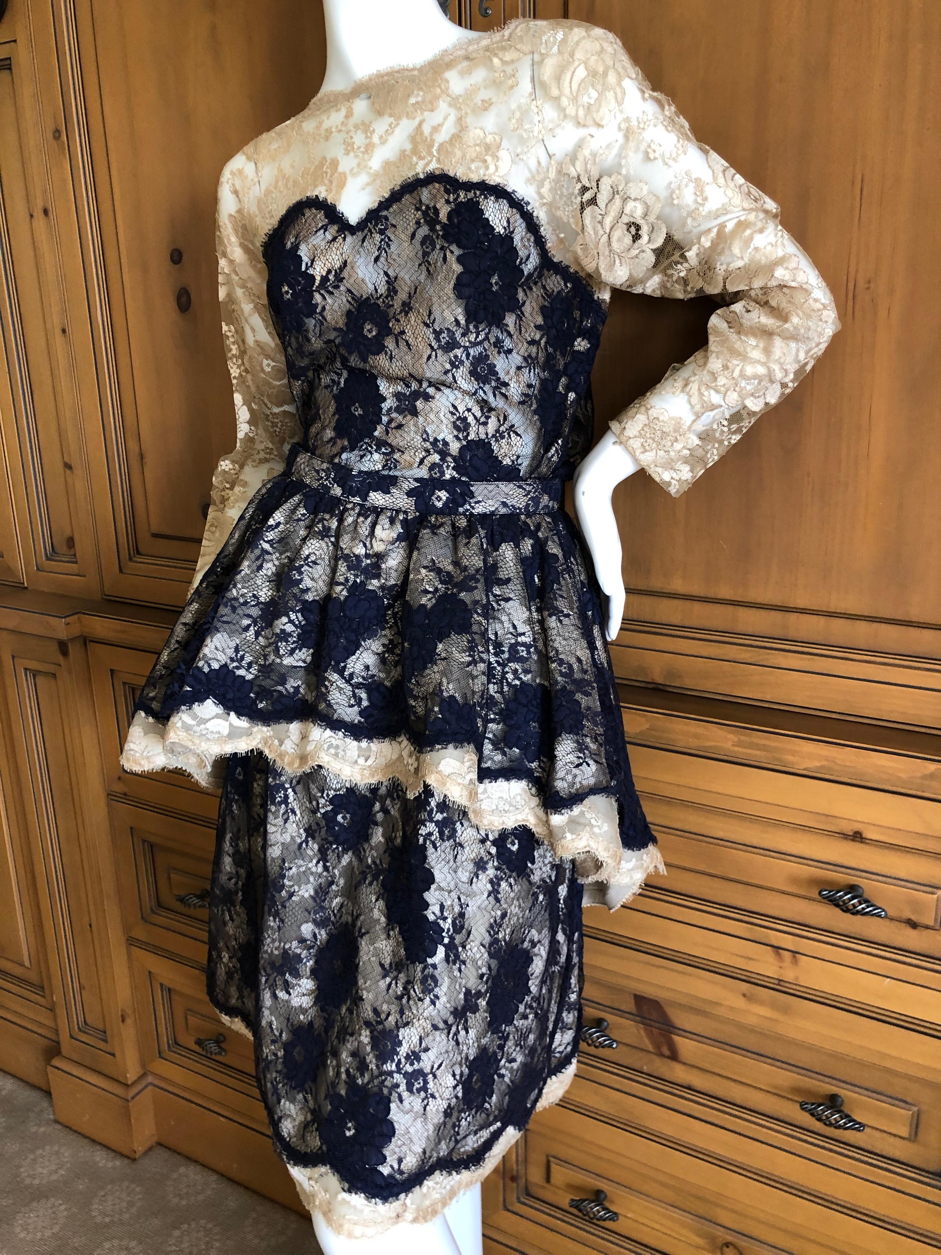 Geoffrey Beene Vintage Lace Two Piece Dress Set For Sale 4