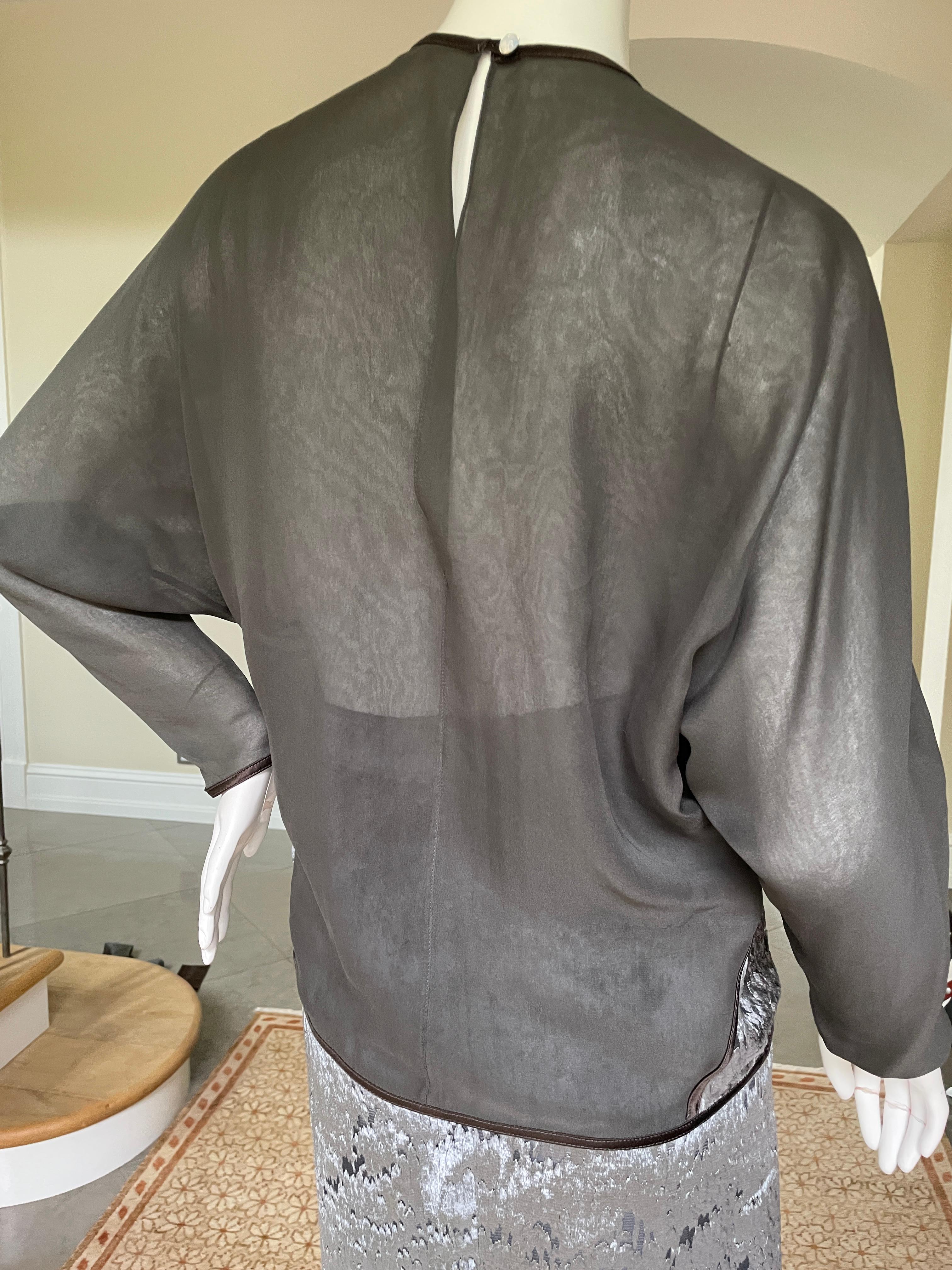 Gray Geoffrey Beene Vintage Sheer Silk and Panne Velvet Two Piece Dress Set For Sale