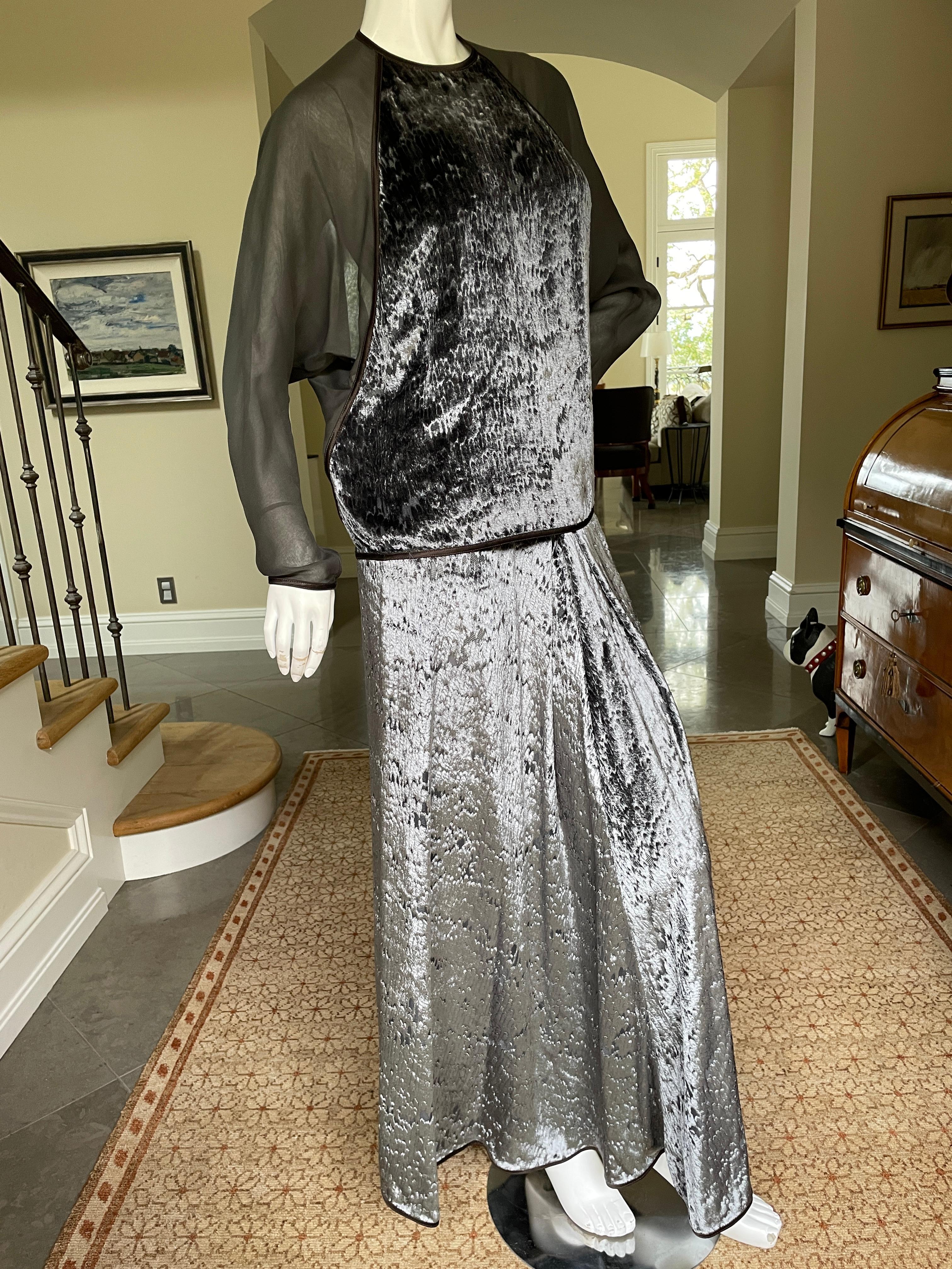 Women's Geoffrey Beene Vintage Sheer Silk and Panne Velvet Two Piece Dress Set For Sale