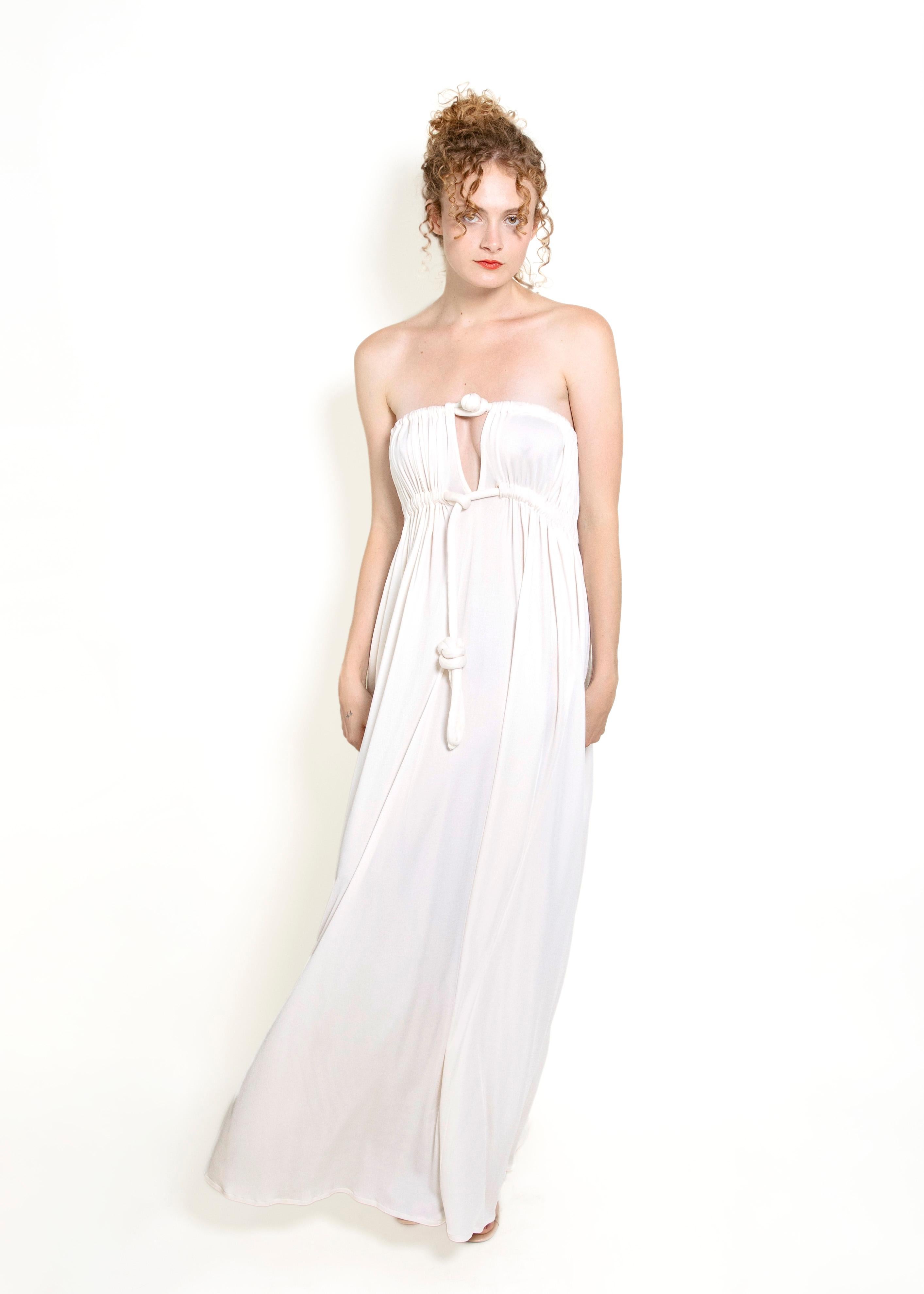 Geoffrey Beene White Grecian Style Strapless Dress In Excellent Condition In Los Angeles, CA