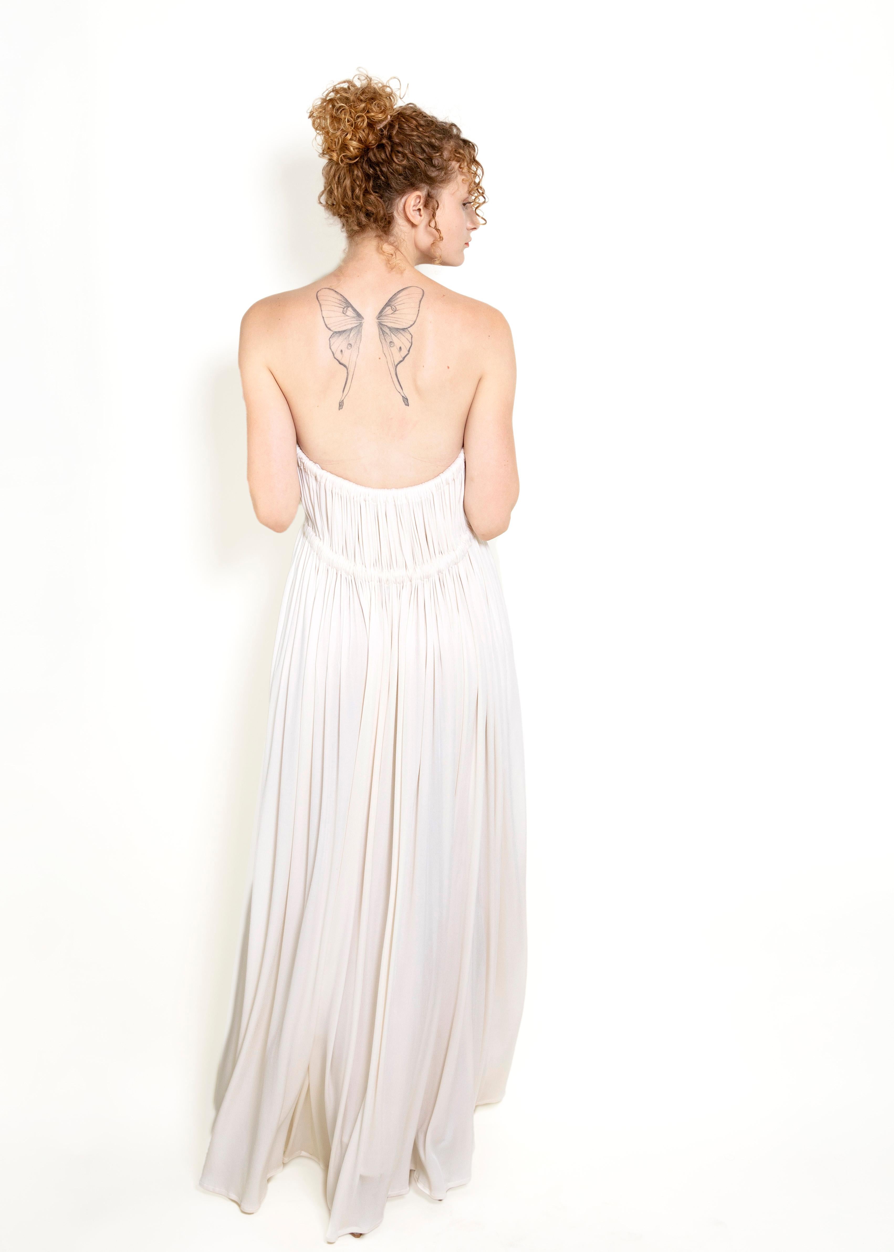 Geoffrey Beene White Grecian Style Strapless Dress 1