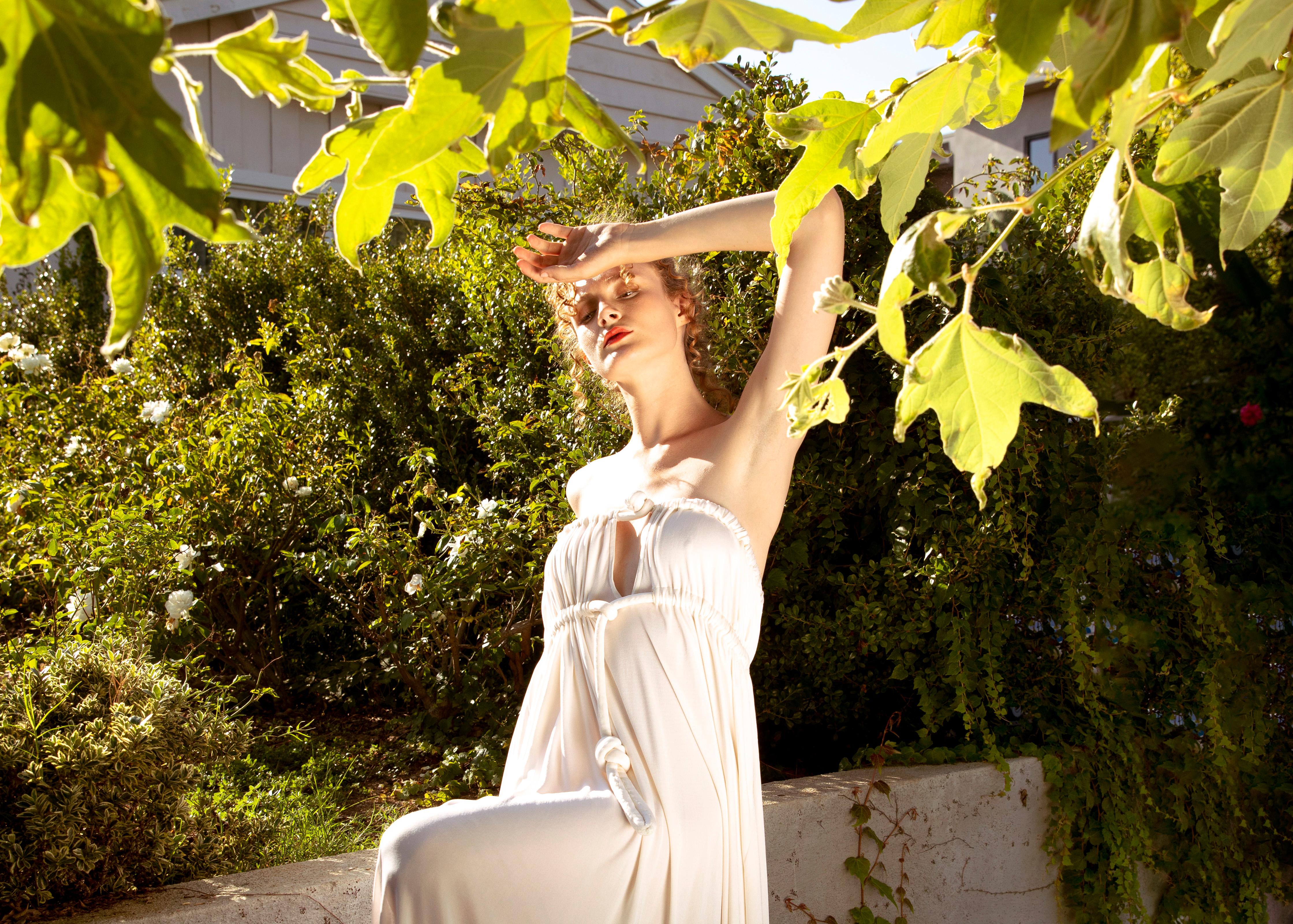 Geoffrey Beene White Grecian Style Strapless Dress 3