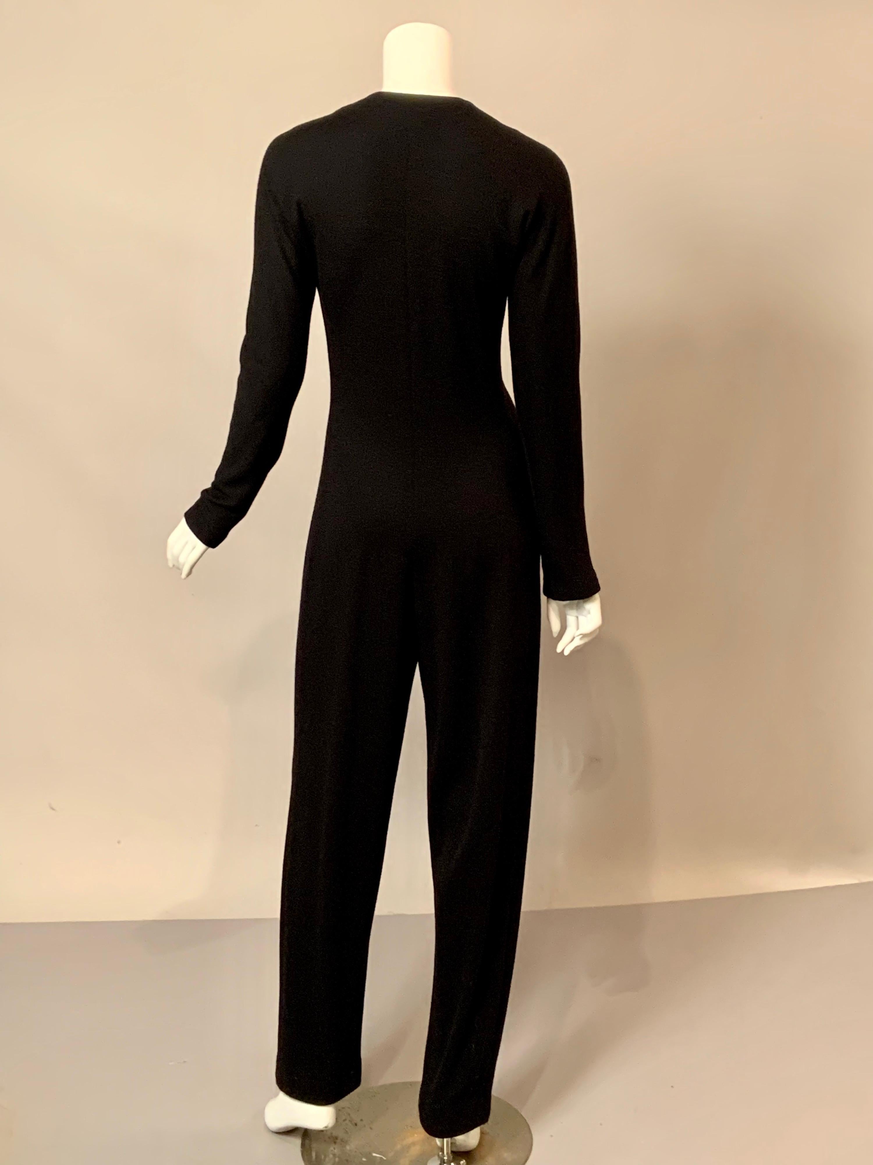 Geoffrey Beene Zip Front Black Wool Jersey Jumpsuit 2