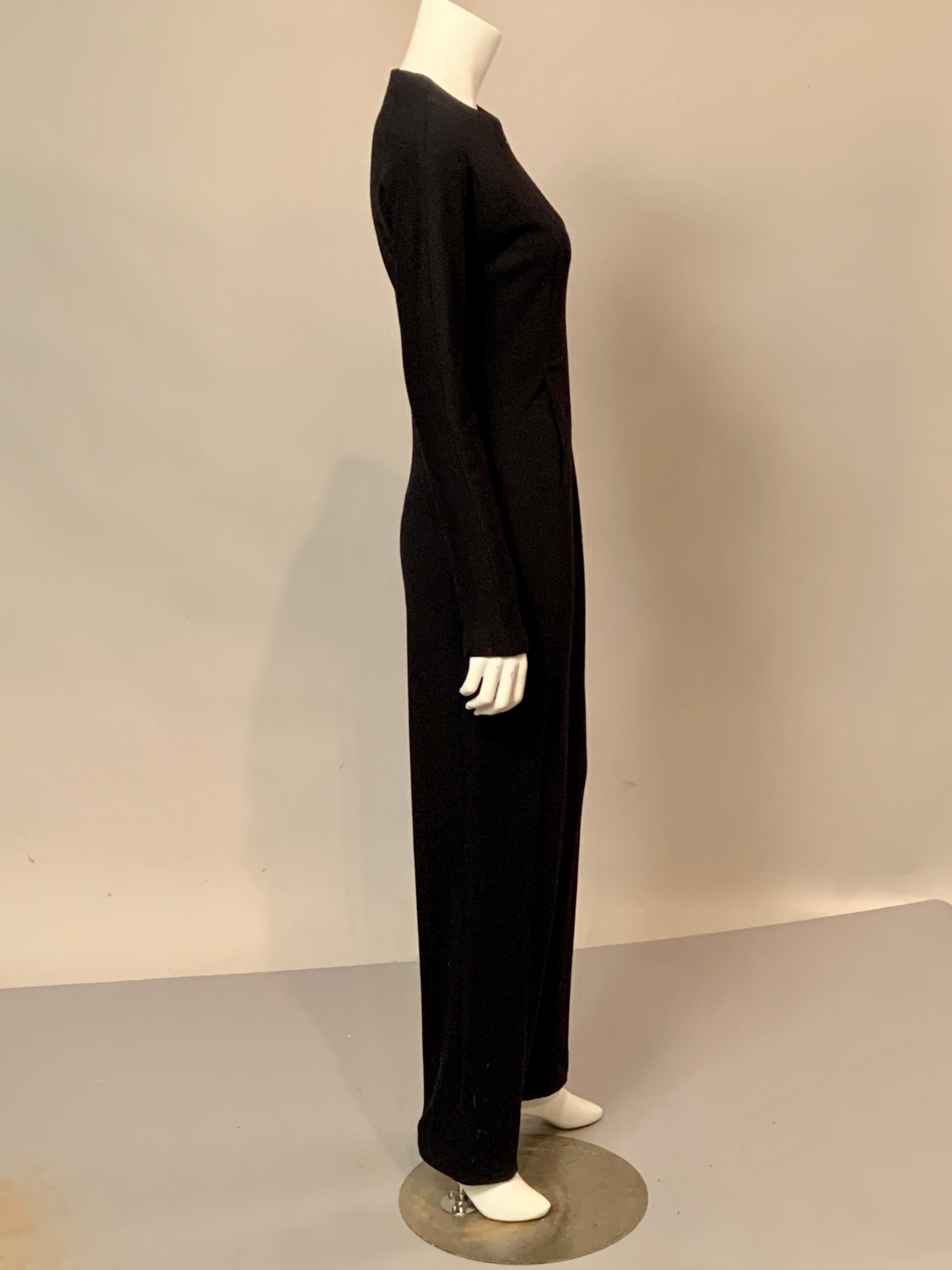 Geoffrey Beene Zip Front Black Wool Jersey Jumpsuit 3