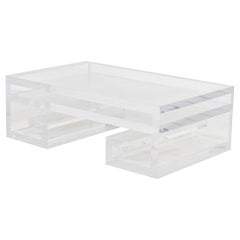 GEOFFREY BRADFIELD American Contemporary Greek Key Shaped Lucite Coffee Table
