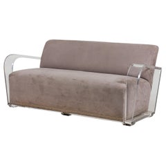 GEOFFREY BRADFIELD American Contemporary Lucite and Suede Loveseat