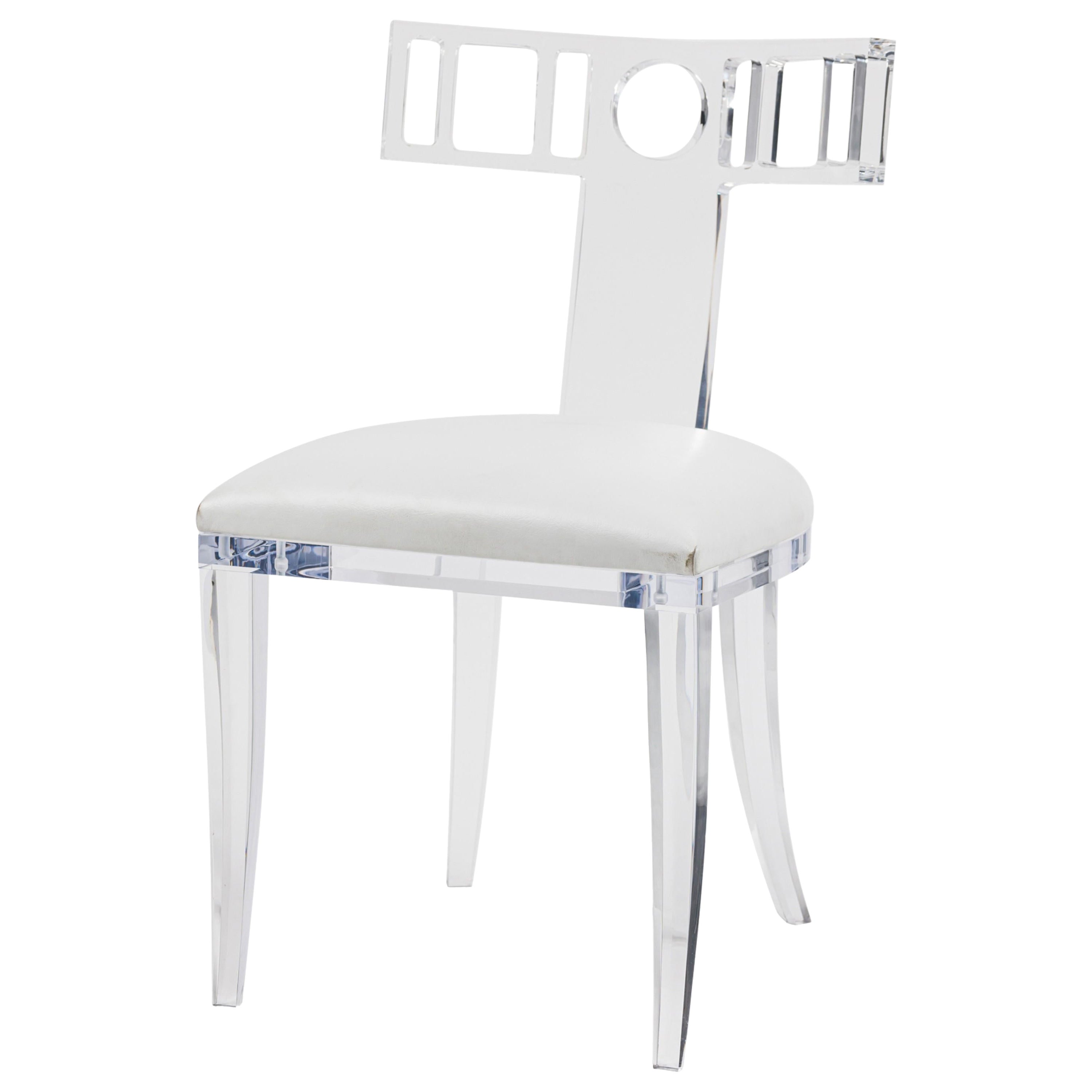 GEOFFREY BRADFIELD American Contemporary Lucite Round Back Side Chair