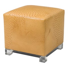 GEOFFREY BRADFIELD American Contemporary Ostrich Skin Square Ottoman