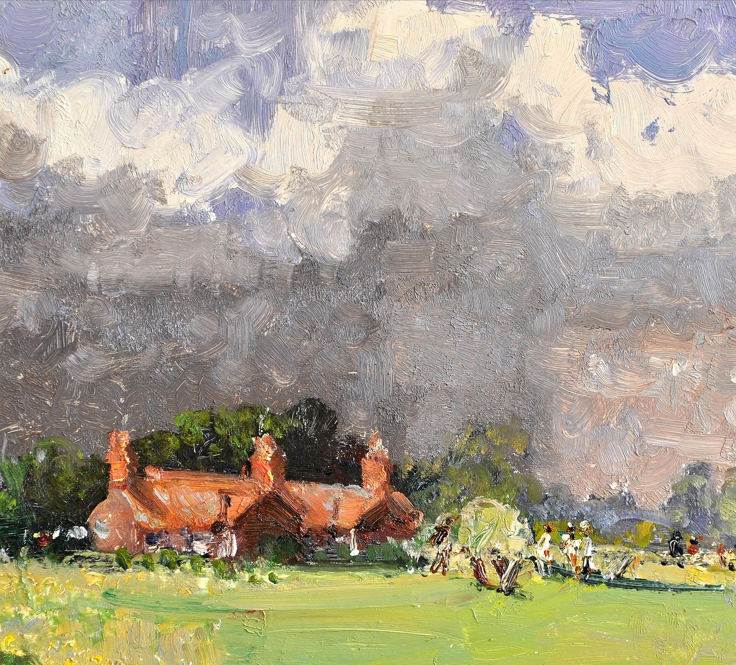 Cricket on the Green - Impressionist Suffolk East Anglia Landscape Painting For Sale 3