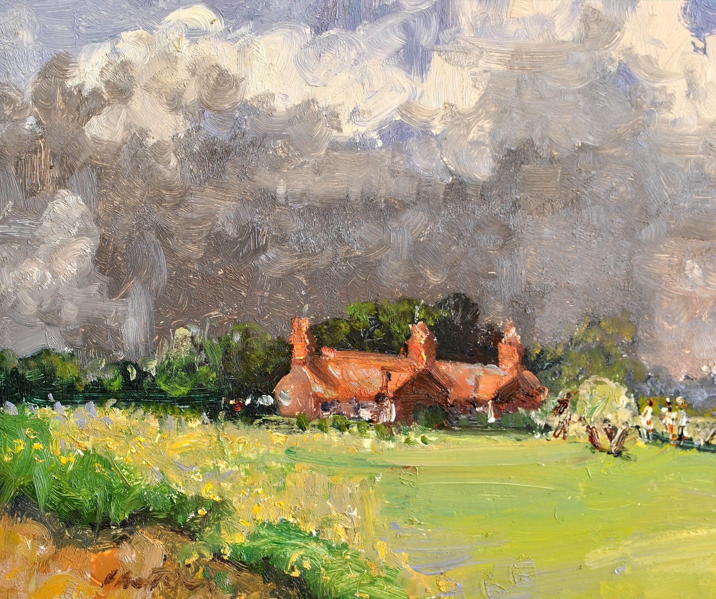 Cricket on the Green - Impressionist Suffolk East Anglia Landscape Painting For Sale 4