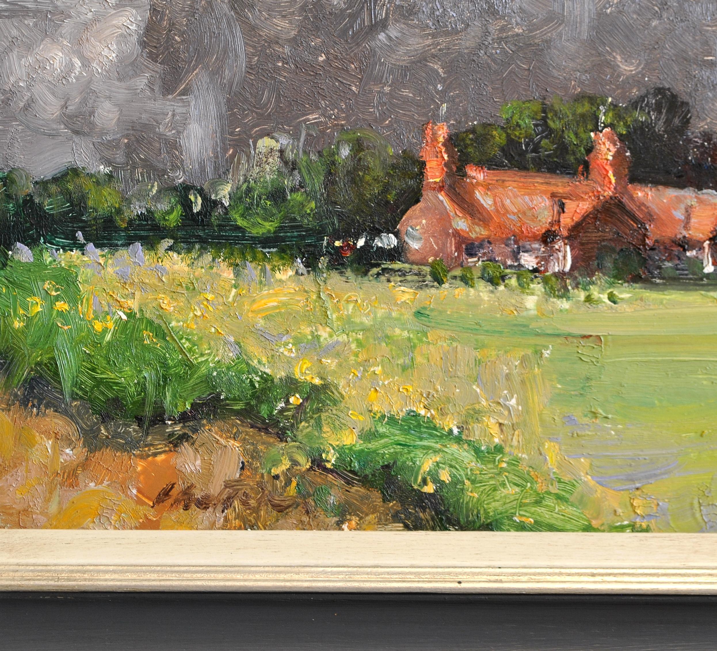 Cricket on the Green - Impressionist Suffolk East Anglia Landscape Painting For Sale 7