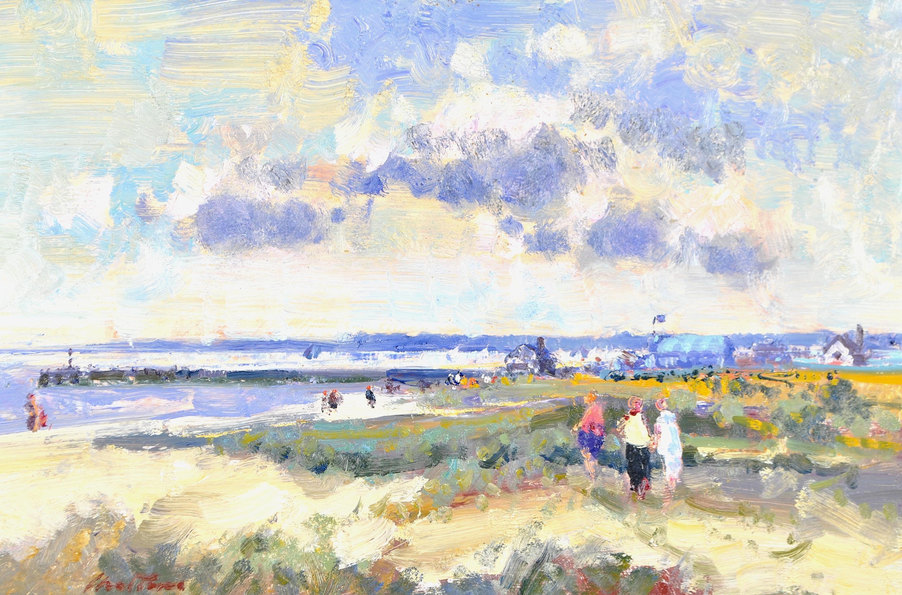 Dunas, Southwold - Pintura Impresionista Suffolk East Anglia Paisaje de Playa - Painting de Geoffrey Chatten