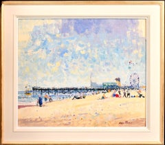 Impressionistischer Norfolk East Anglia-Landschaftsgemälde, Great Yarmouth Beach, Ölgemälde
