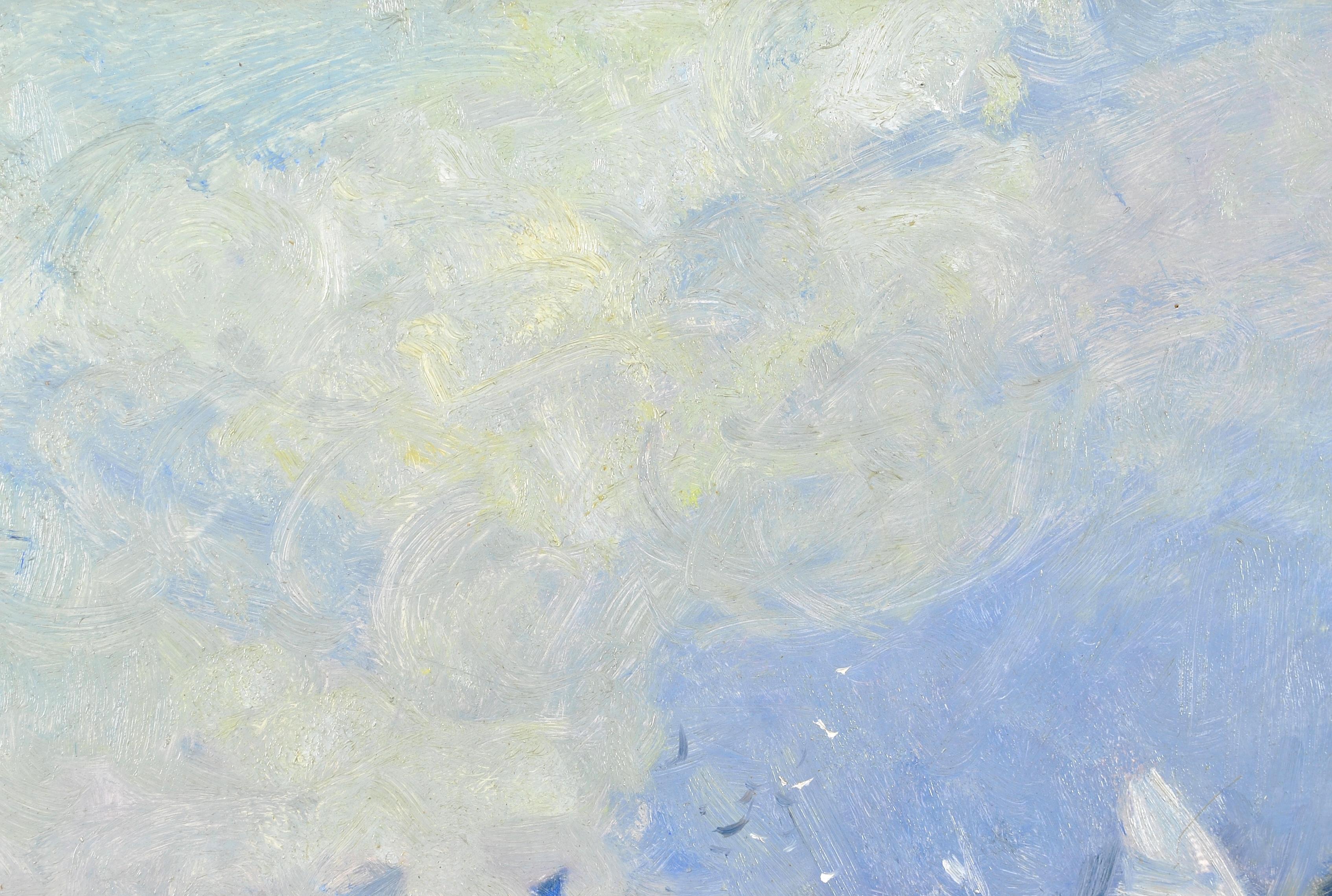 The Beach Groyne - English Impressionist Seascape, Oil on Board Painting 1