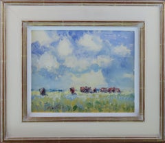 Una coppia di oli originali su tavola, Geoffrey Chatten R.B.A. "Paesaggi del Norfolk".