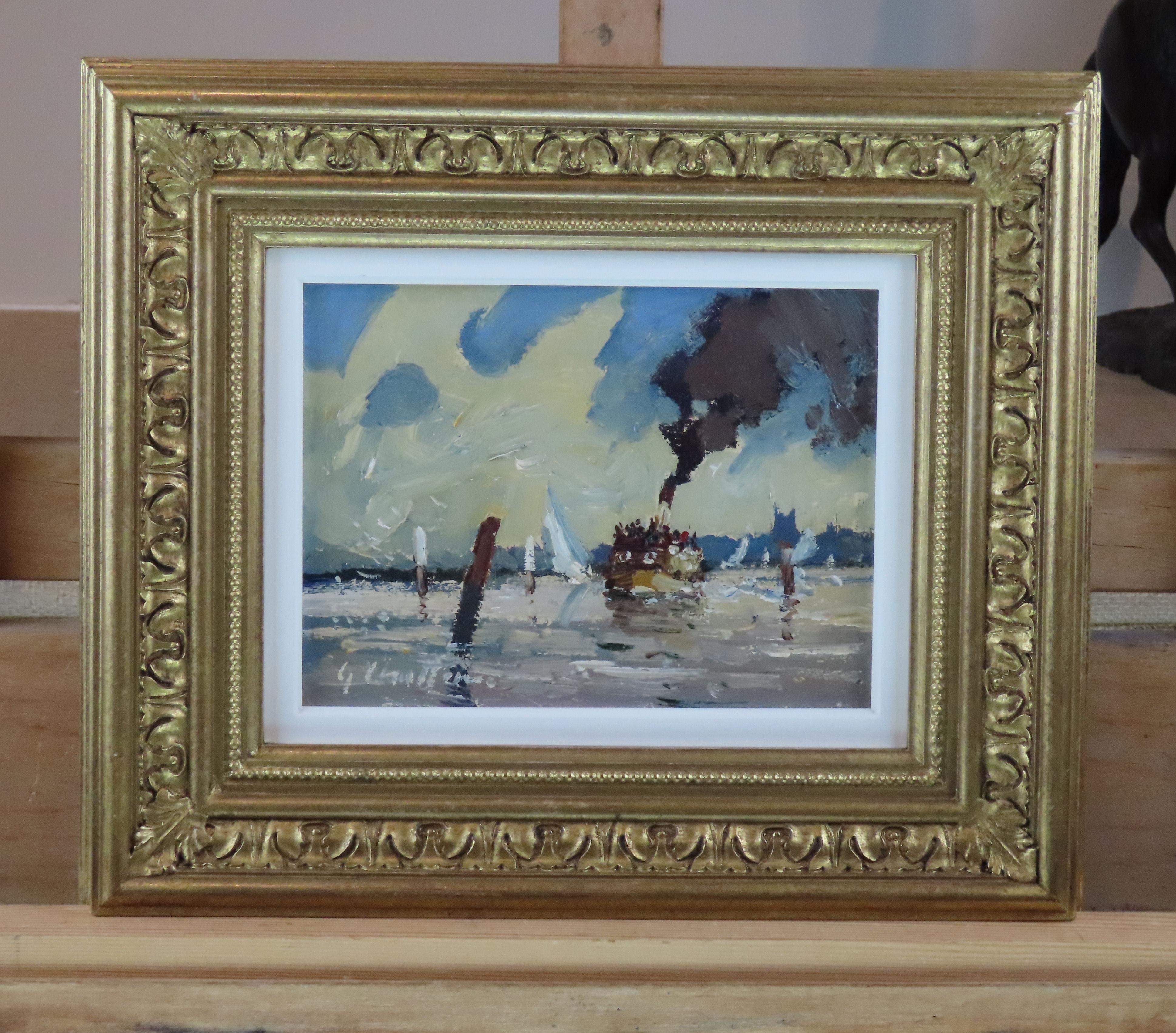 Ölgemälde auf Karton, Geoffrey Chatten R.B.A. „Steamboat, Breydon“, Geoffreydon“, Original im Angebot 1