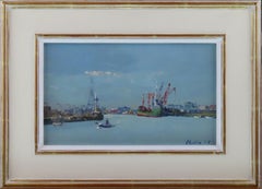 Original Ölgemälde auf Karton, Geoffrey Chatten R.B.A. „Yarmouth Harbour“