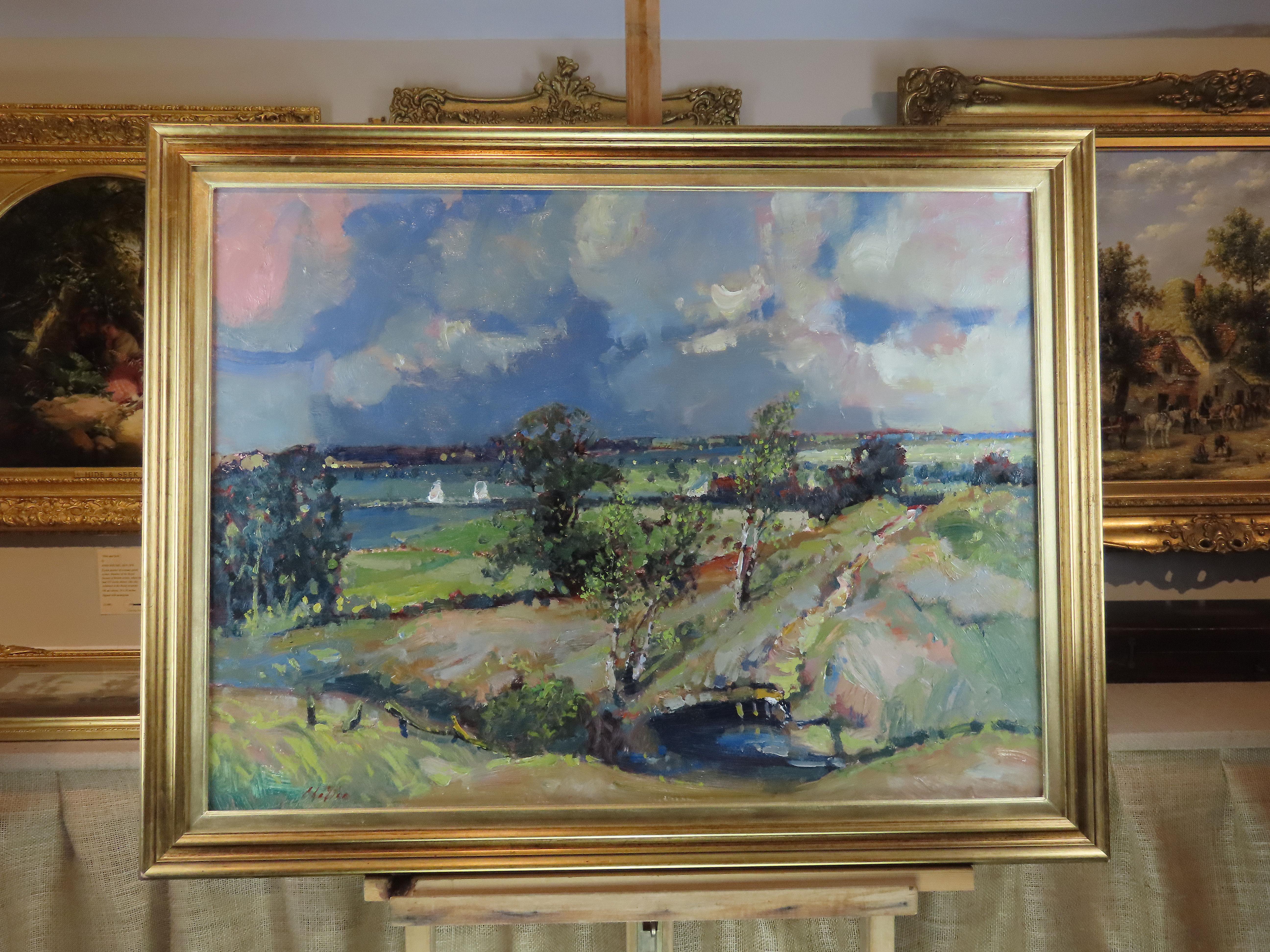 Original Ölgemälde auf Karton, Geoffrey Chatten R.B.A. „Herring Fleet Common“, Geoffrey Chatten im Angebot 1