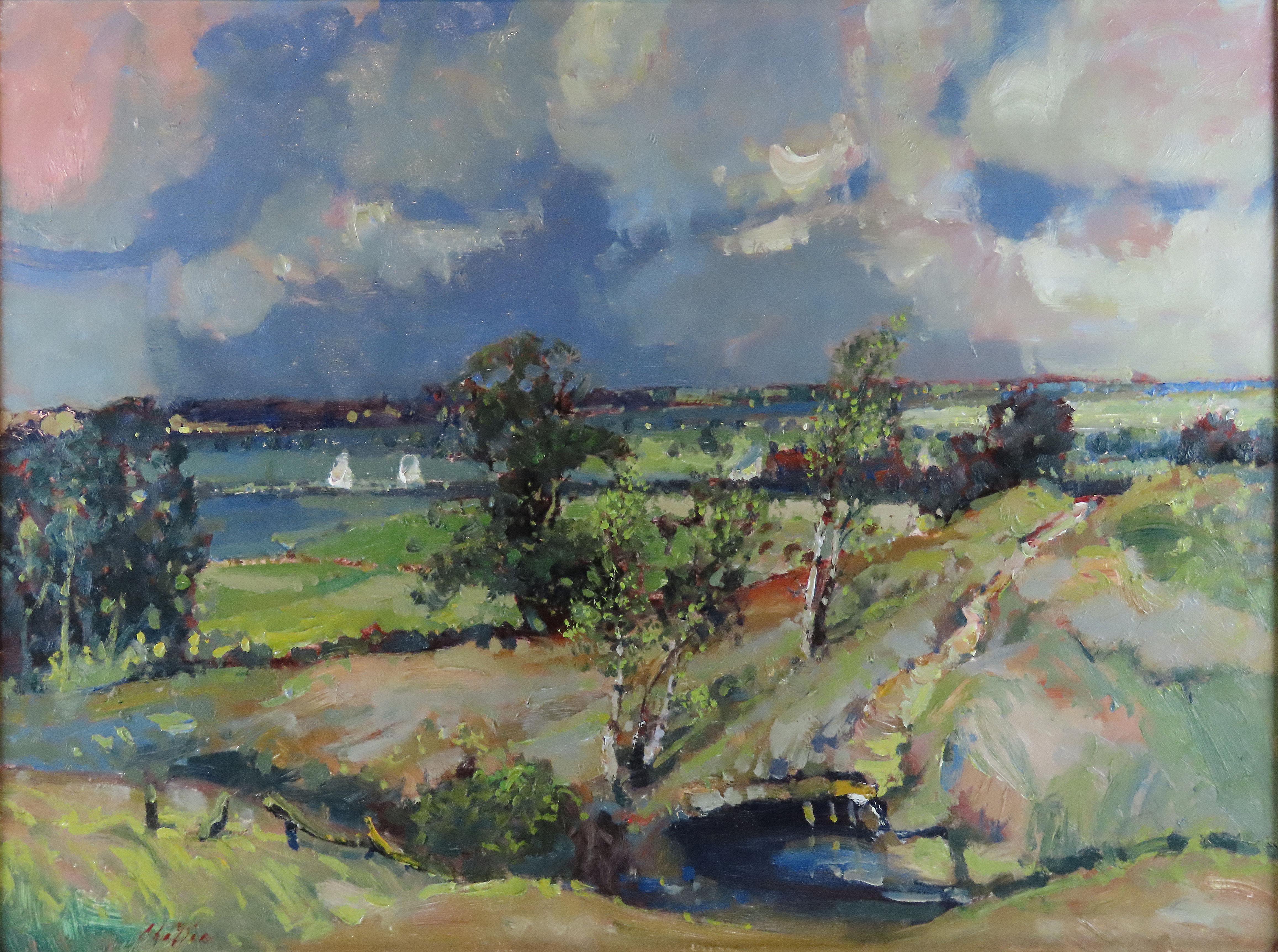 Original Ölgemälde auf Karton, Geoffrey Chatten R.B.A. „Herring Fleet Common“, Geoffrey Chatten im Angebot 2