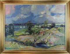 Huile sur panneau d'origine, Geoffrey Chatten R.B.A., Herring Fleet Common
