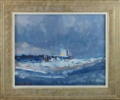 Olio originale su tavola, Geoffrey Chatten R.B.A. "Molo Nord, Gt. Yarmouth"