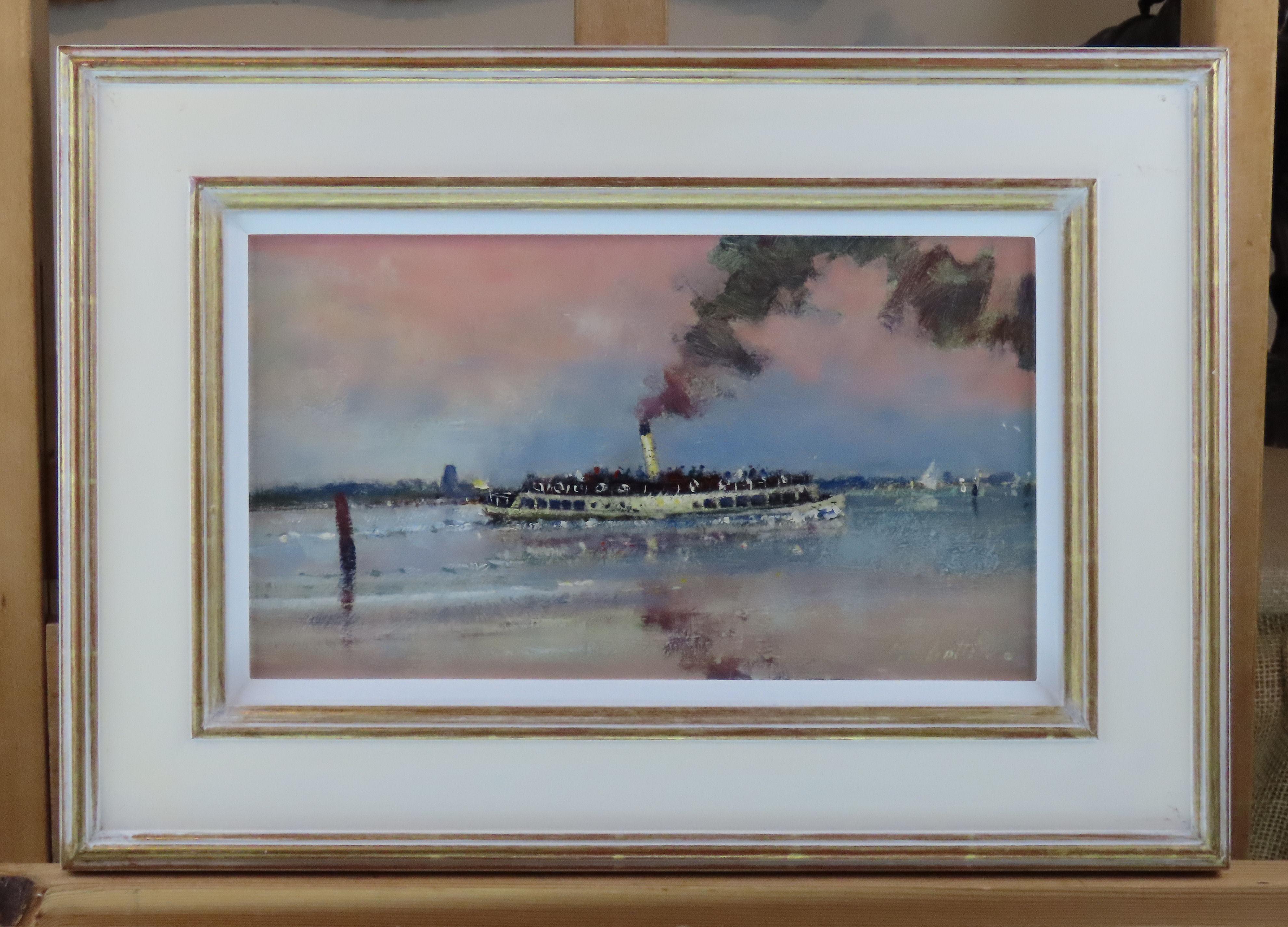 Original Ölgemälde auf Karton, Geoffrey Chatten R.B.A. „Steam Boat, Breydon“, Gemälde im Angebot 1