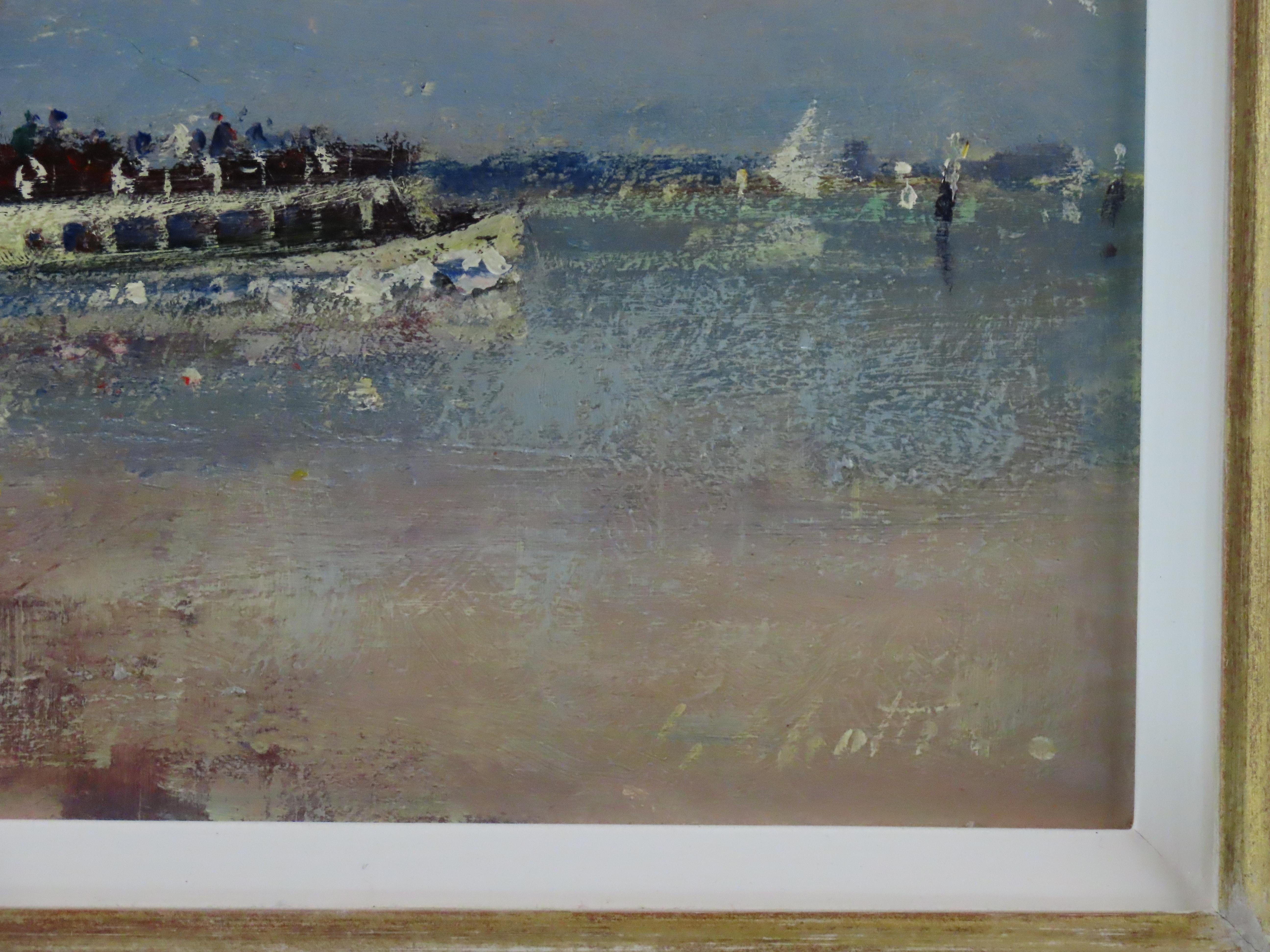 Original Ölgemälde auf Karton, Geoffrey Chatten R.B.A. „Steam Boat, Breydon“, Gemälde im Angebot 5