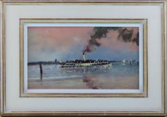 Huile sur panneau d'origine, Geoffrey Chatten R.B.A. « Team Boat, Breydon »