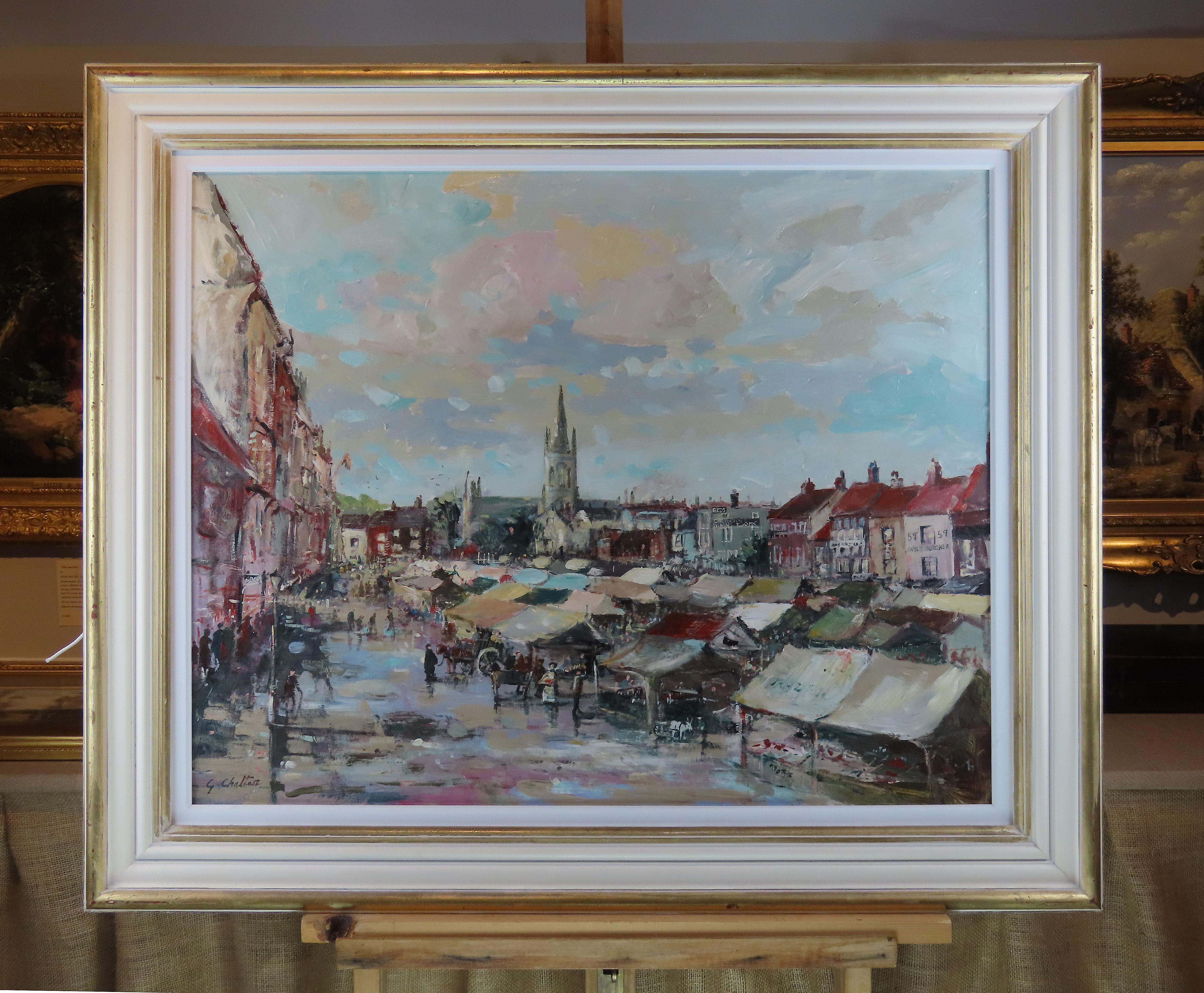 Original Ölgemälde auf Karton, Geoffrey Chatten R.B.A. „Yarmouth Market“ im Angebot 1