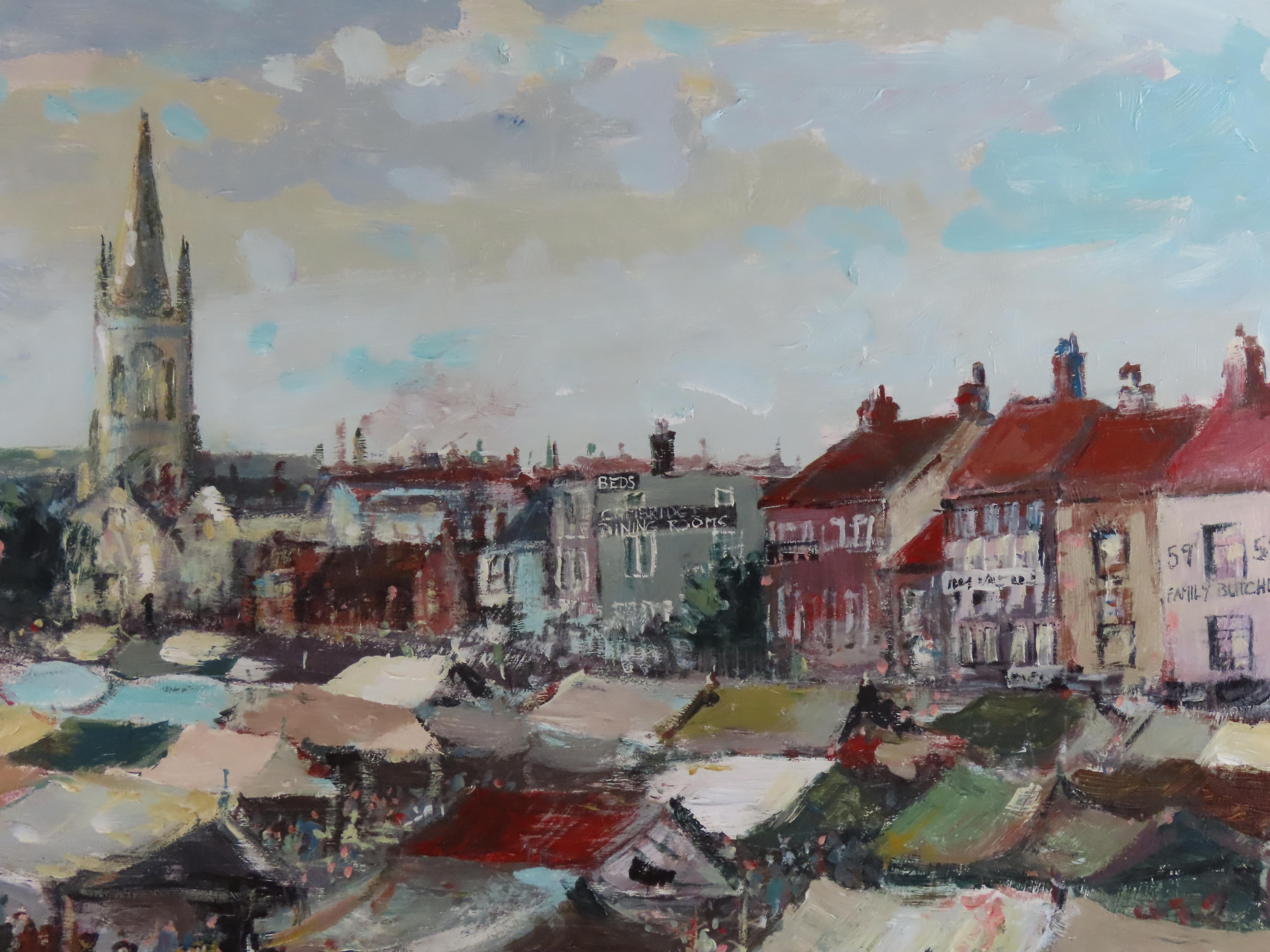 Original Ölgemälde auf Karton, Geoffrey Chatten R.B.A. „Yarmouth Market“ im Angebot 4