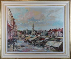 Original Ölgemälde auf Karton, Geoffrey Chatten R.B.A. „Yarmouth Market“