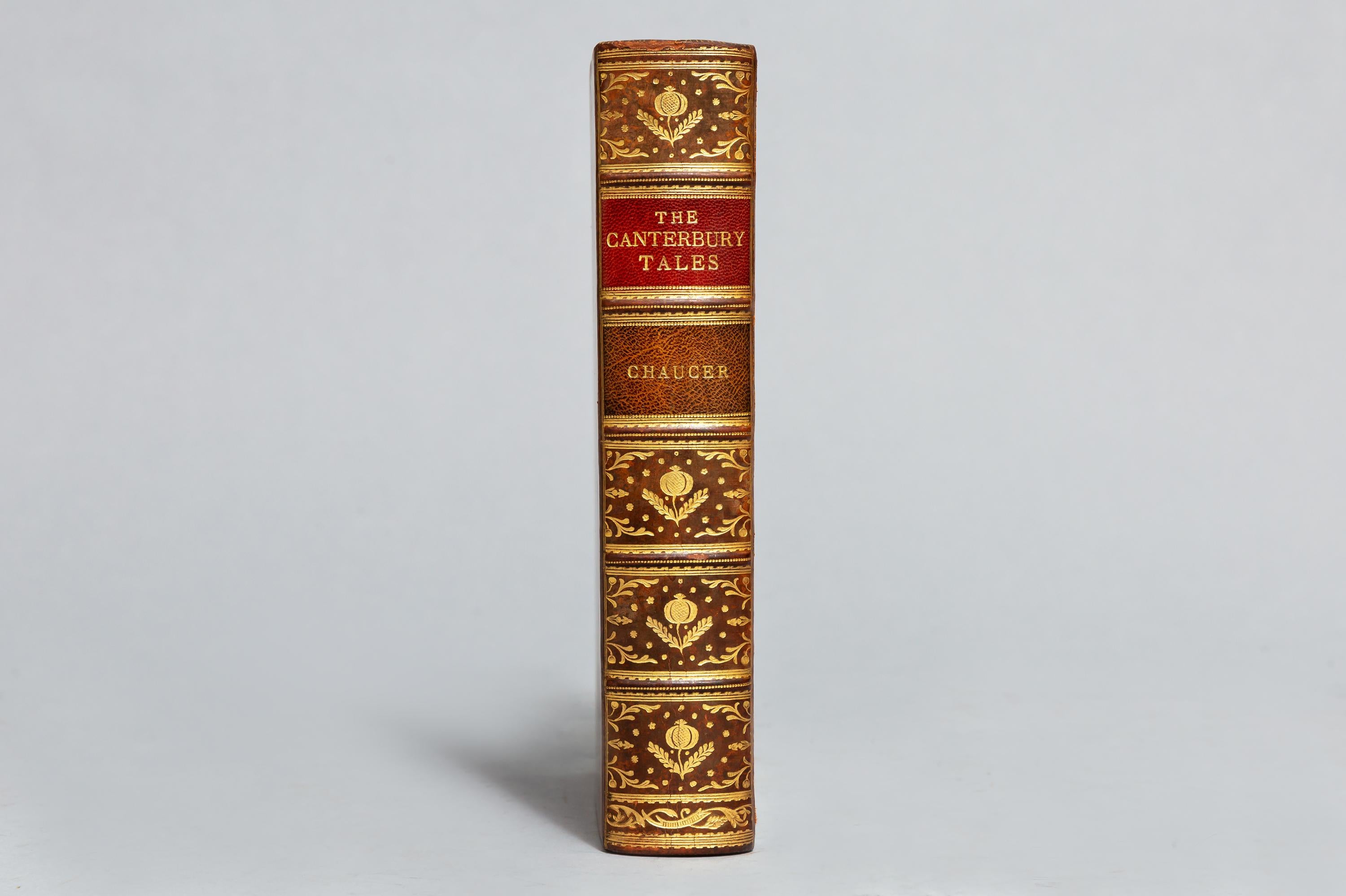 Illustrated in color by W. Russell Flint.

Bound in full tree calf by Riviere, all edges gilt, raised bands, ornate gilt on spine.
Published: London: Jonathan Cape & The Medici Society Ltd. 1928.