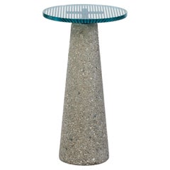 Geoffrey Frost Postmodern Pedestal, Etched Glass & Concrete, USA, 1985