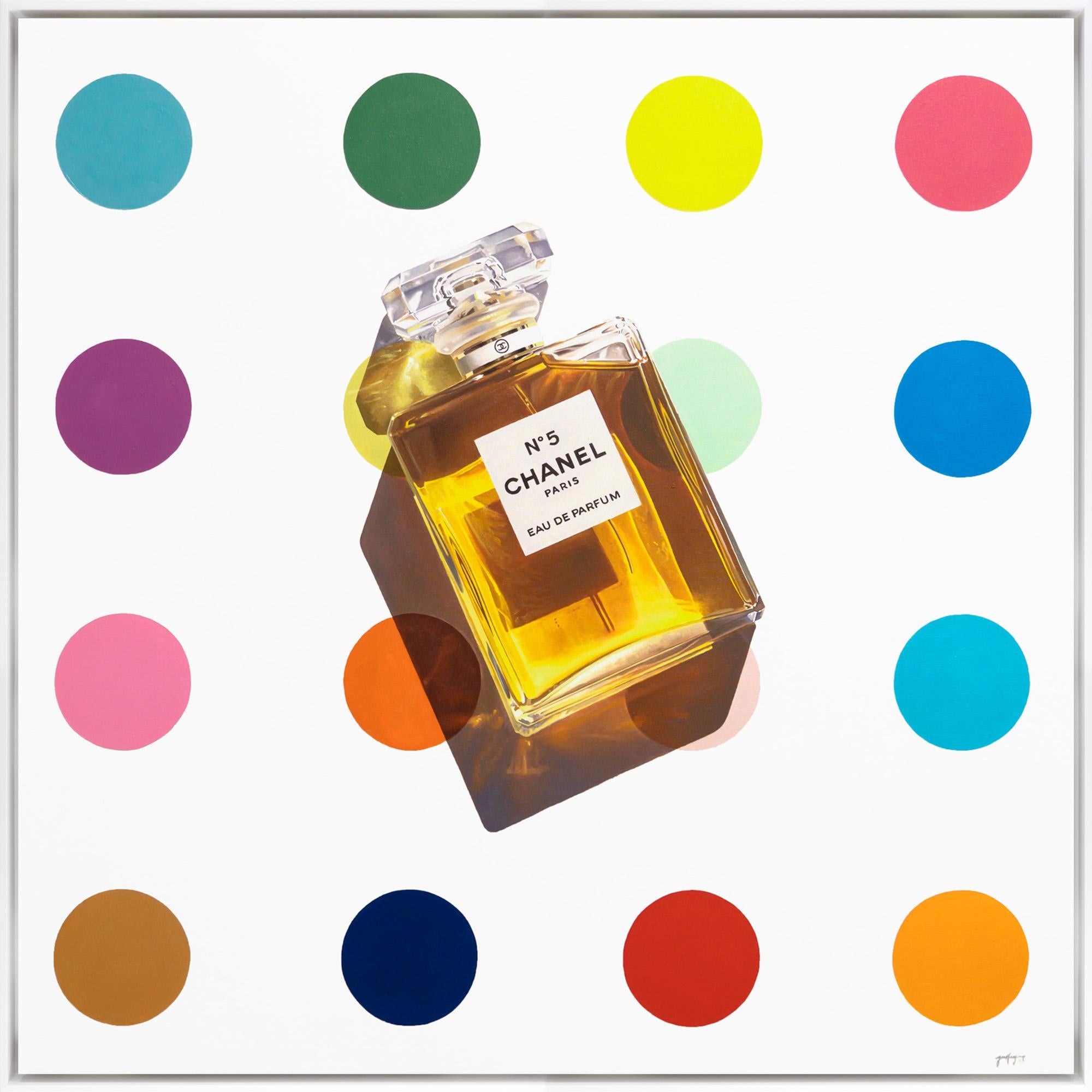 "Chanel No. 5" Contemporary Realistic Perfume Framed Oil On Canvas Painting
