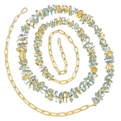 Geoffrey Good Heliodor Beryl One of a Kind Handmade Gold Link Long Necklace