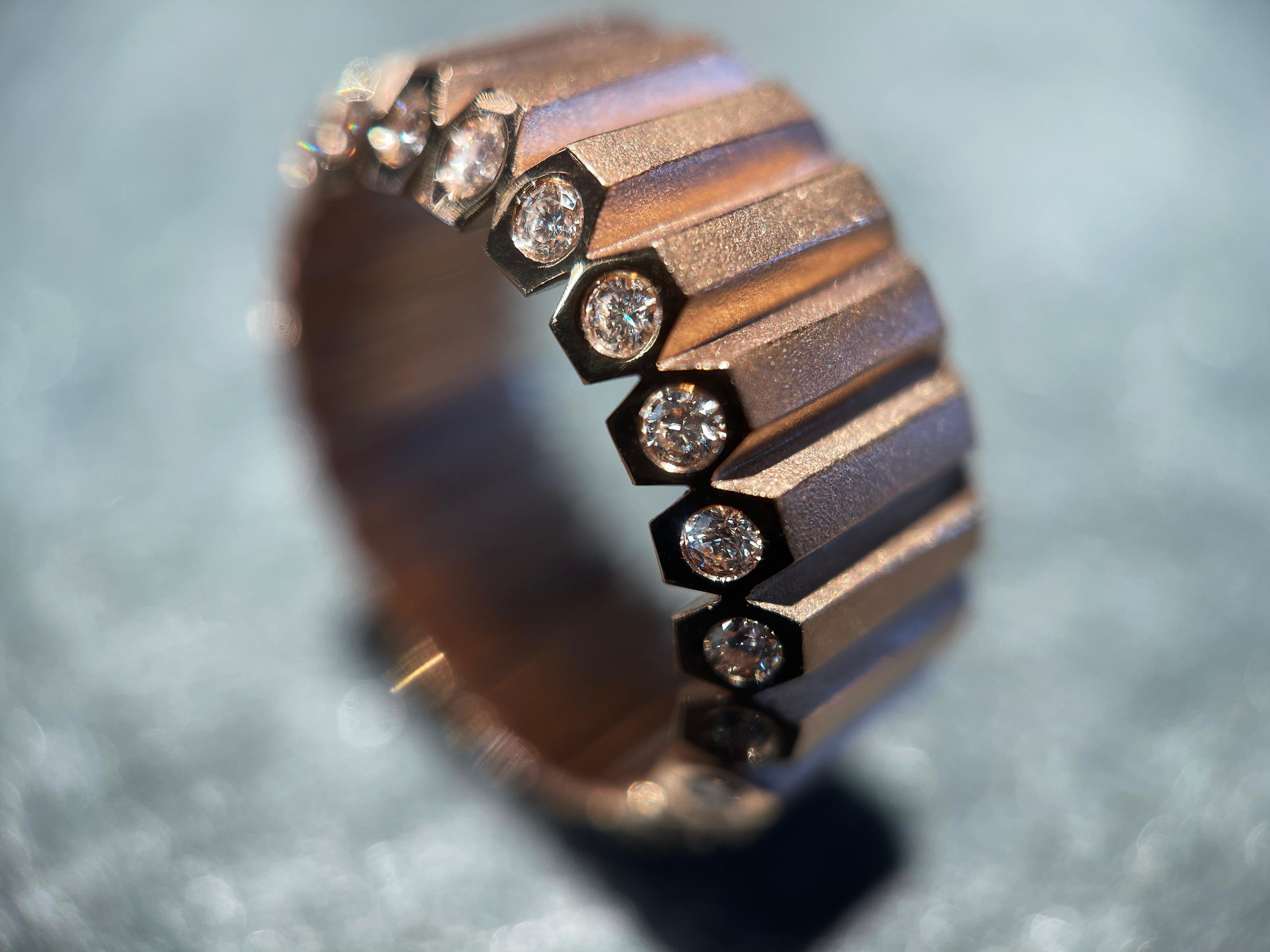 For Sale:  Geoffrey Good Hex Bar Natural Diamond Eternity Band 10.5mm 4