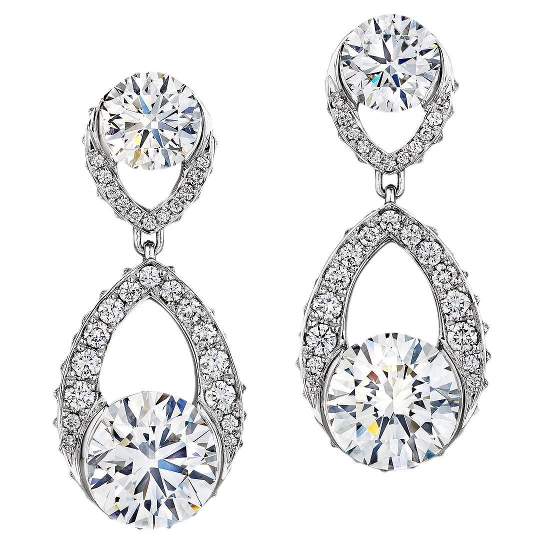 Geoffrey Good Natural Diamond "Arabesque" Earrings in 18k White Gold, 7.92ct TDW For Sale