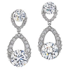 Geoffrey Good Natural Diamond "Arabesque" Earrings in 18k White Gold, 7.92ct TDW